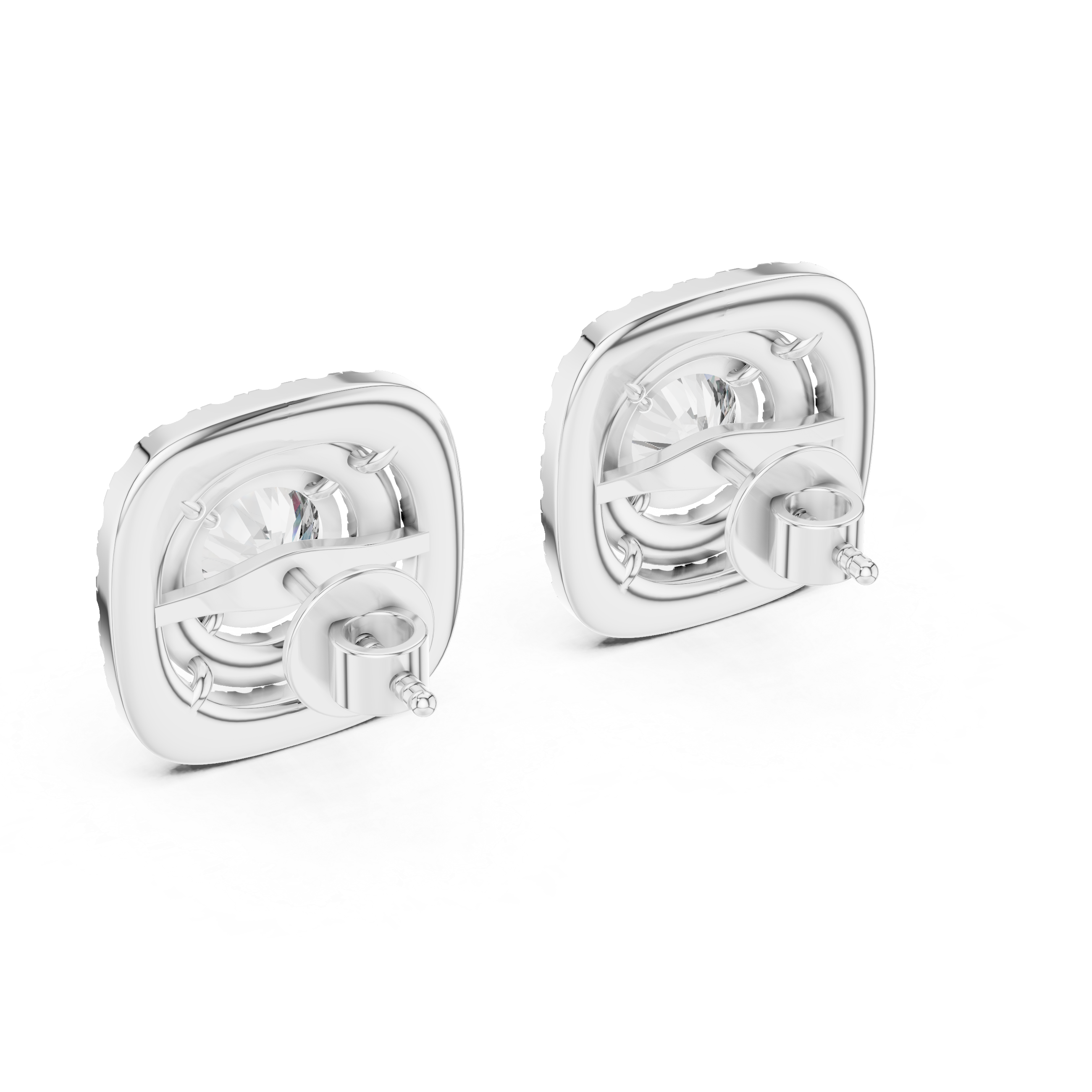 Cushion Double Halo Diamond Studs