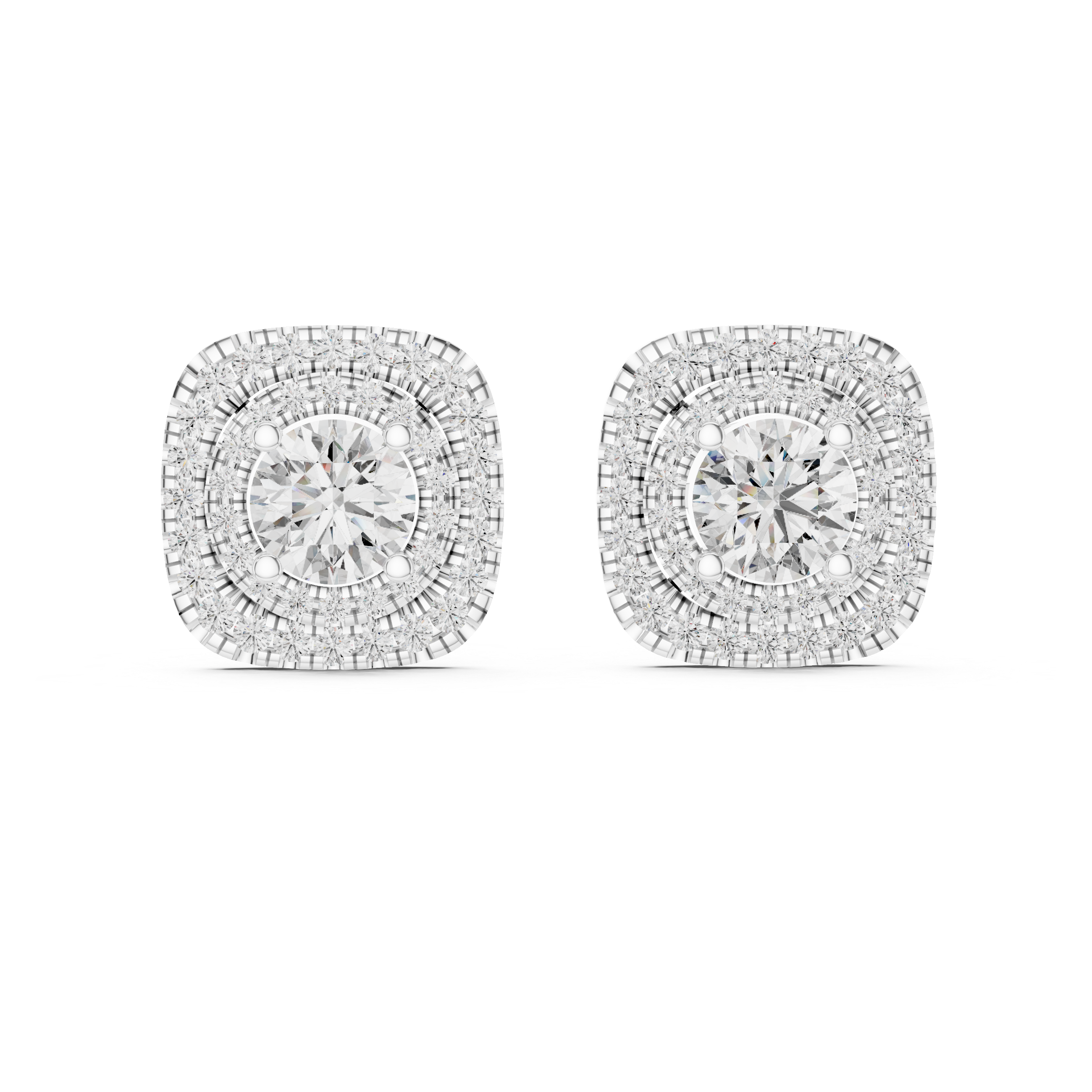 Cushion Double Halo Diamond Studs