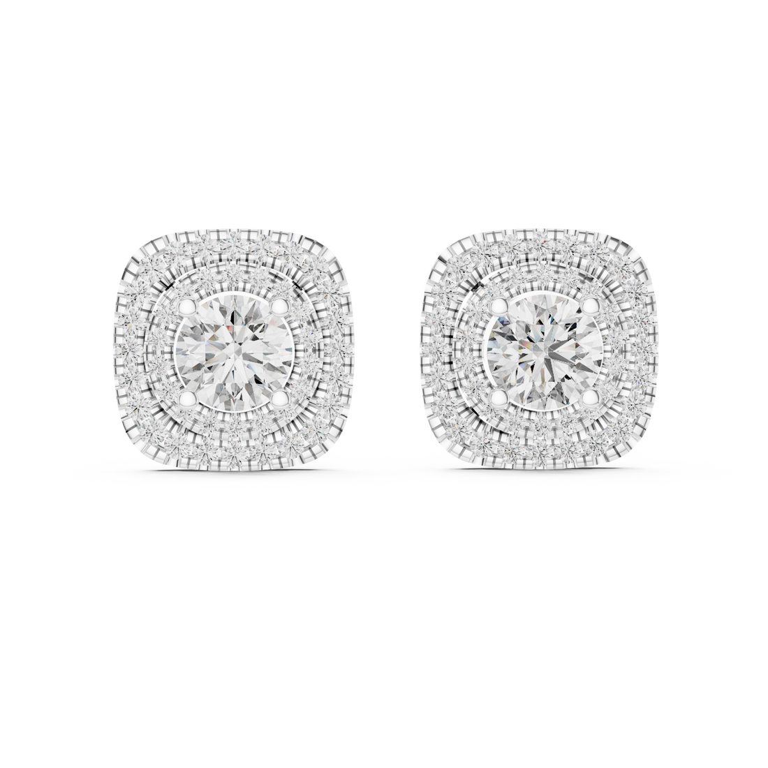Cushion Double Halo Diamond Studs