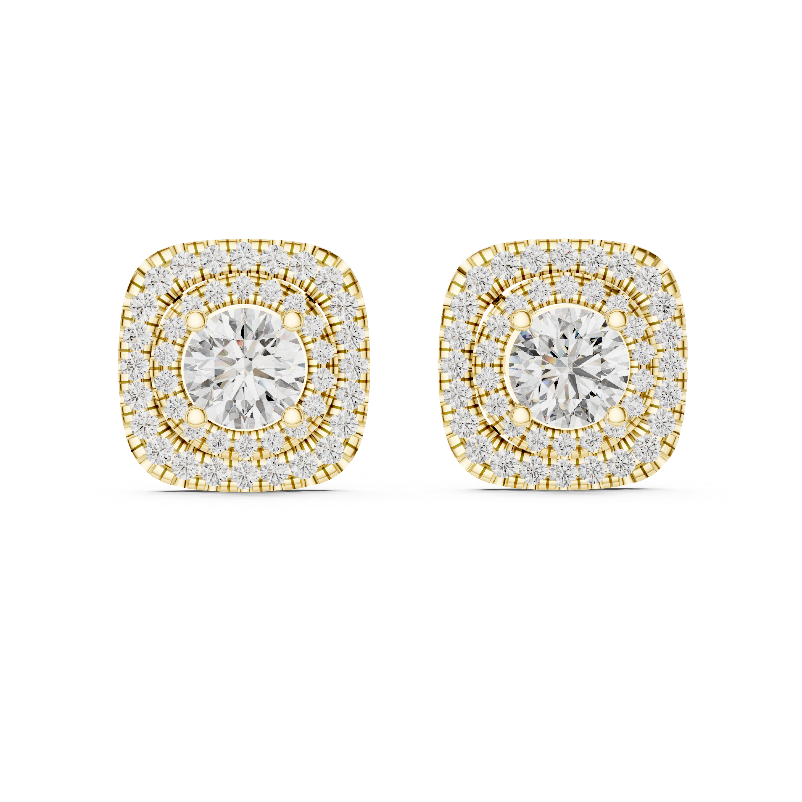 Cushion Double Halo Diamond Studs