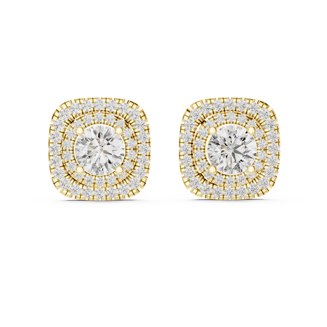 Cushion Double Halo Diamond Studs