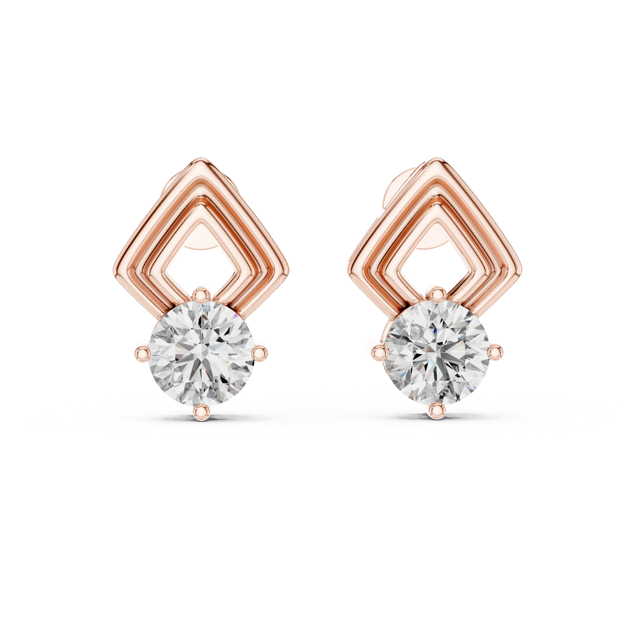 Apex Geometric Solitaire Diamond Studs