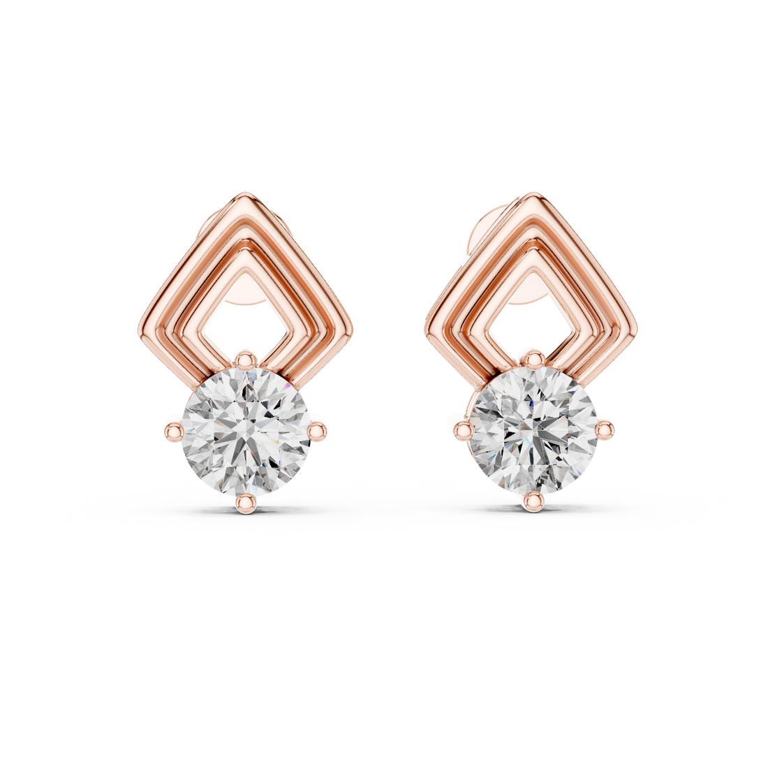 Apex Geometric Solitaire Diamond Studs