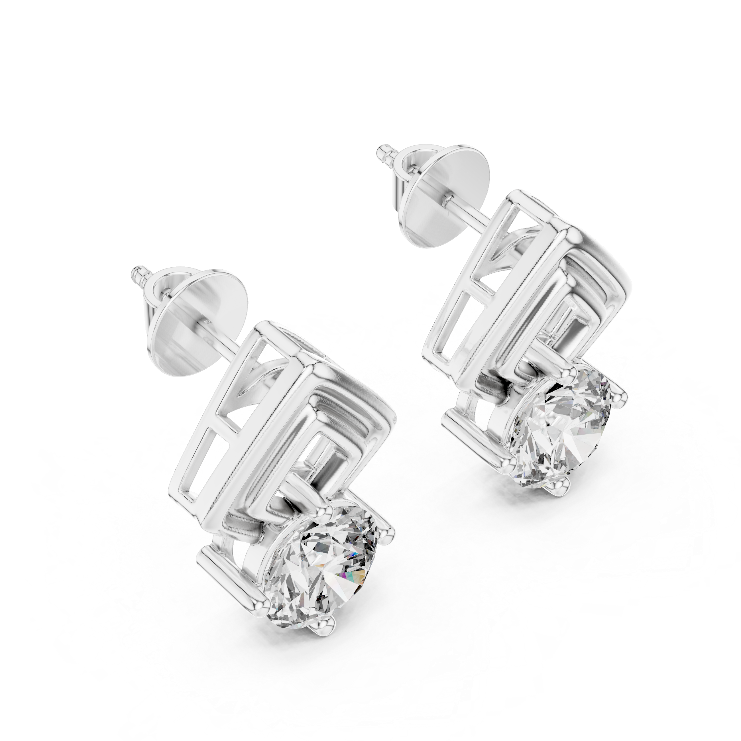 Apex Geometric Solitaire Diamond Studs