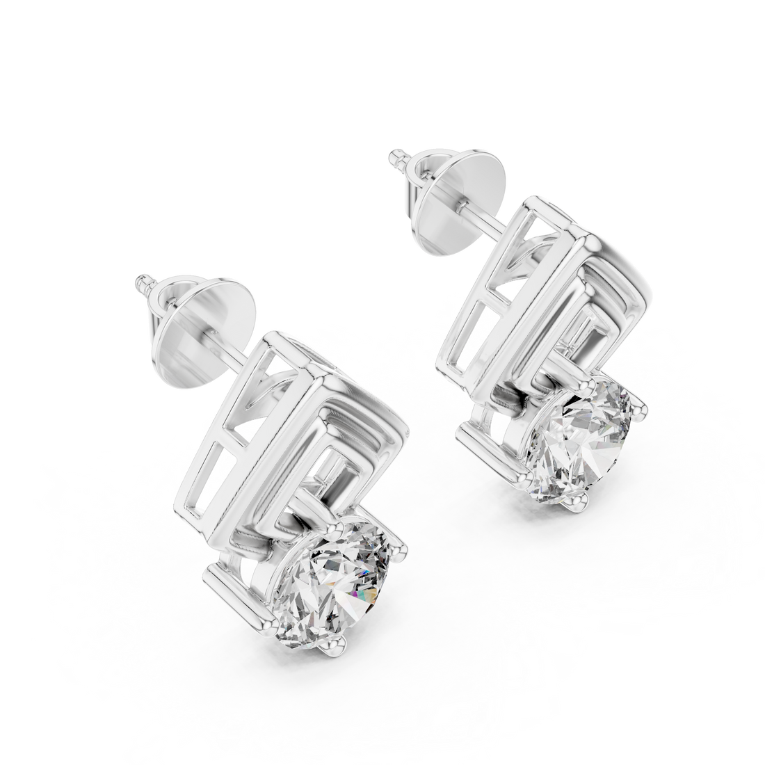 Apex Geometric Solitaire Diamond Studs