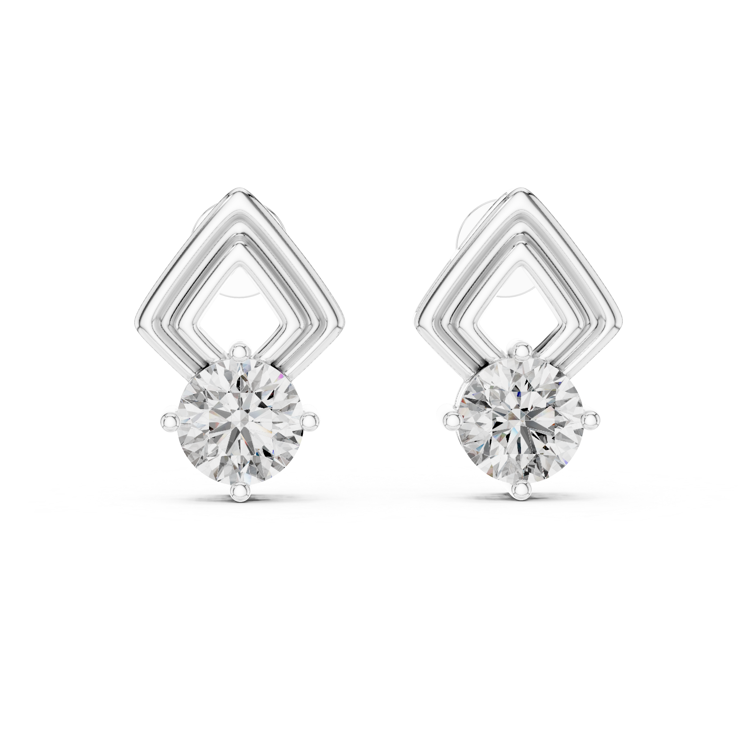 Apex Geometric Solitaire Diamond Studs