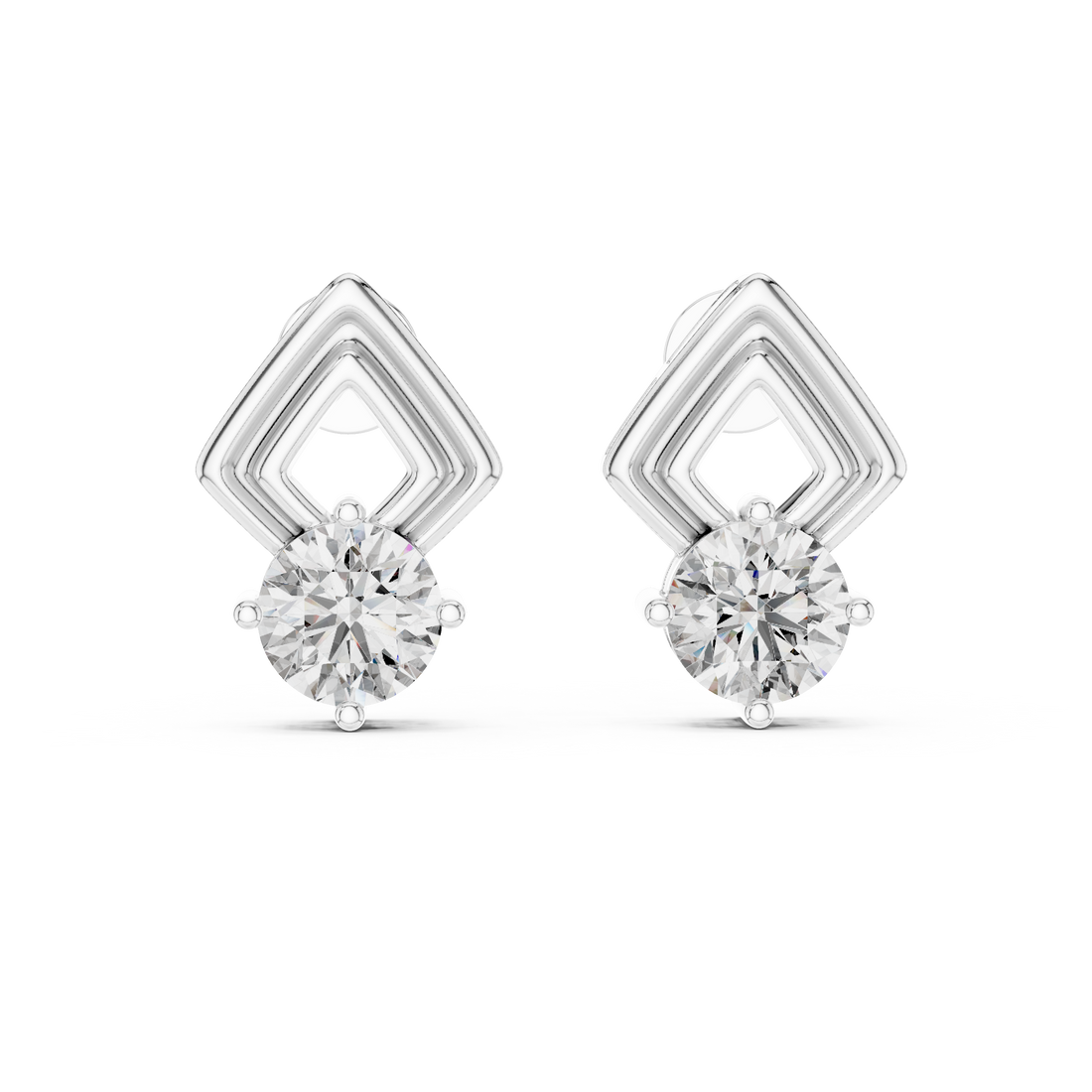 Apex Geometric Solitaire Diamond Studs