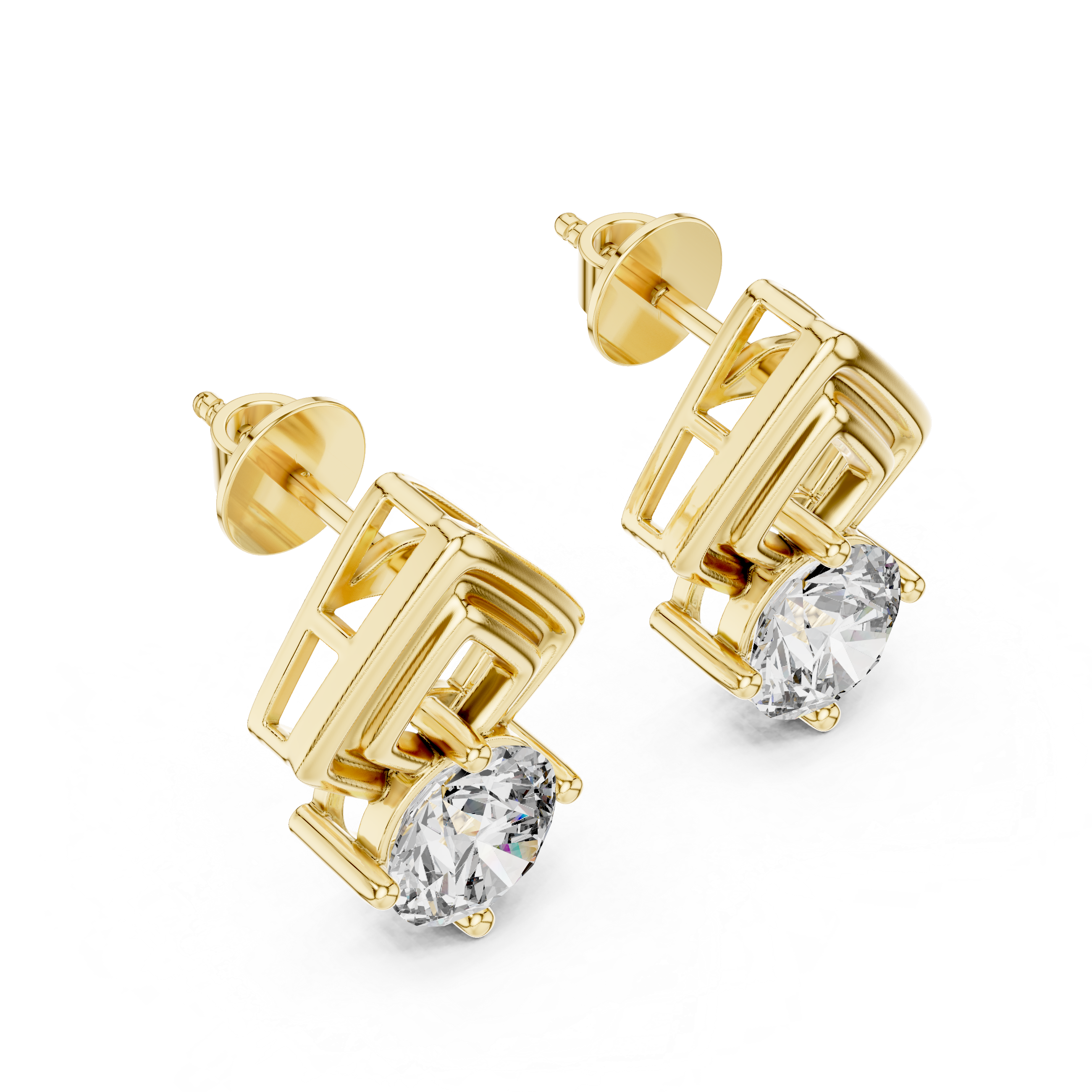 Apex Geometric Solitaire Diamond Studs