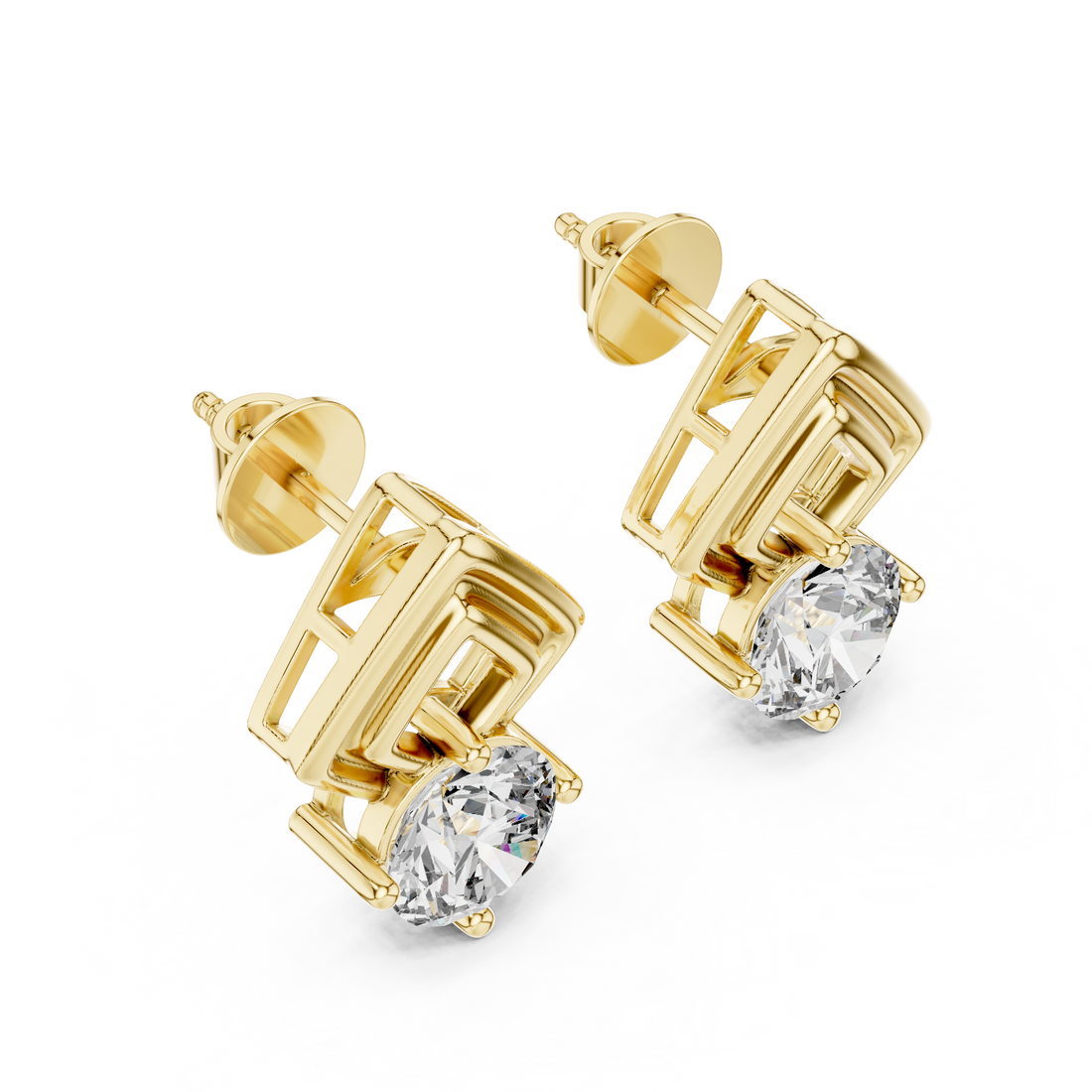Apex Geometric Solitaire Diamond Studs