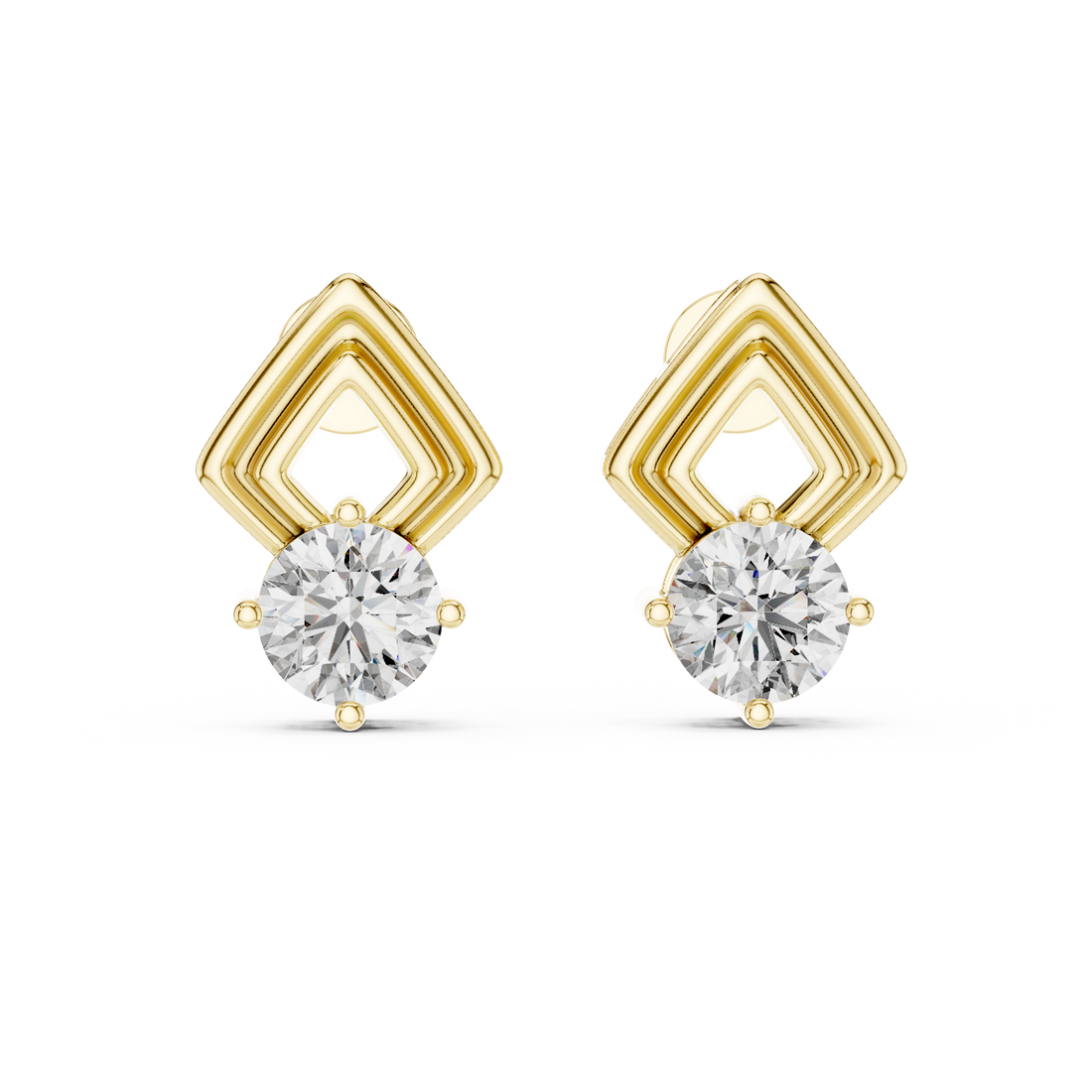Apex Geometric Solitaire Diamond Studs