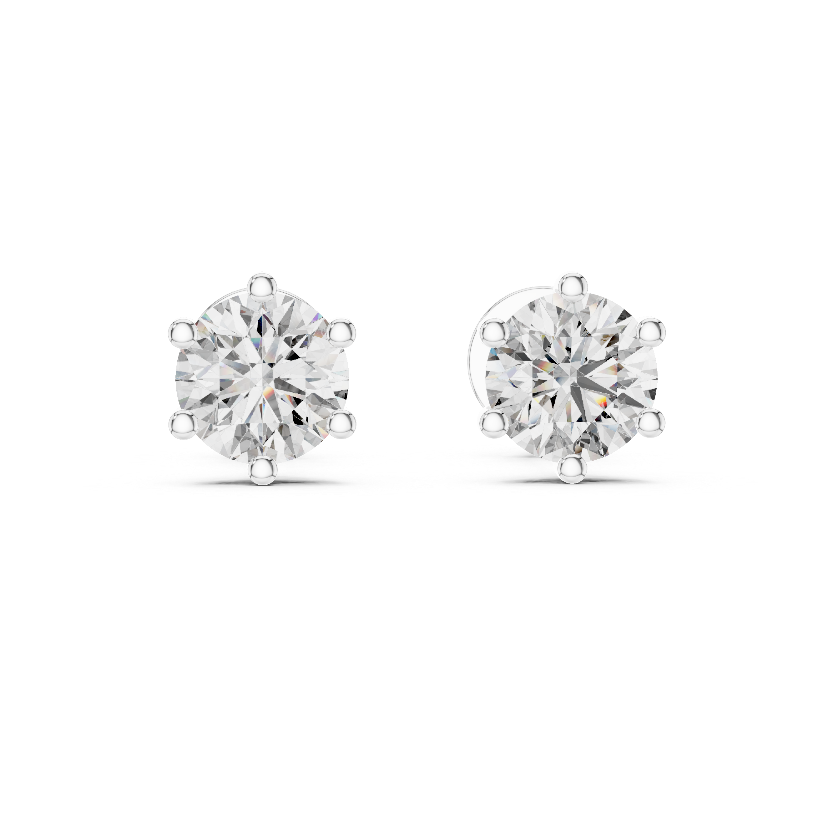 Classic 6-Prong Round Solitaire Diamond Stud