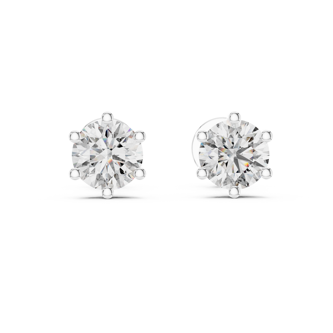 Classic 6-Prong Round Solitaire Diamond Stud