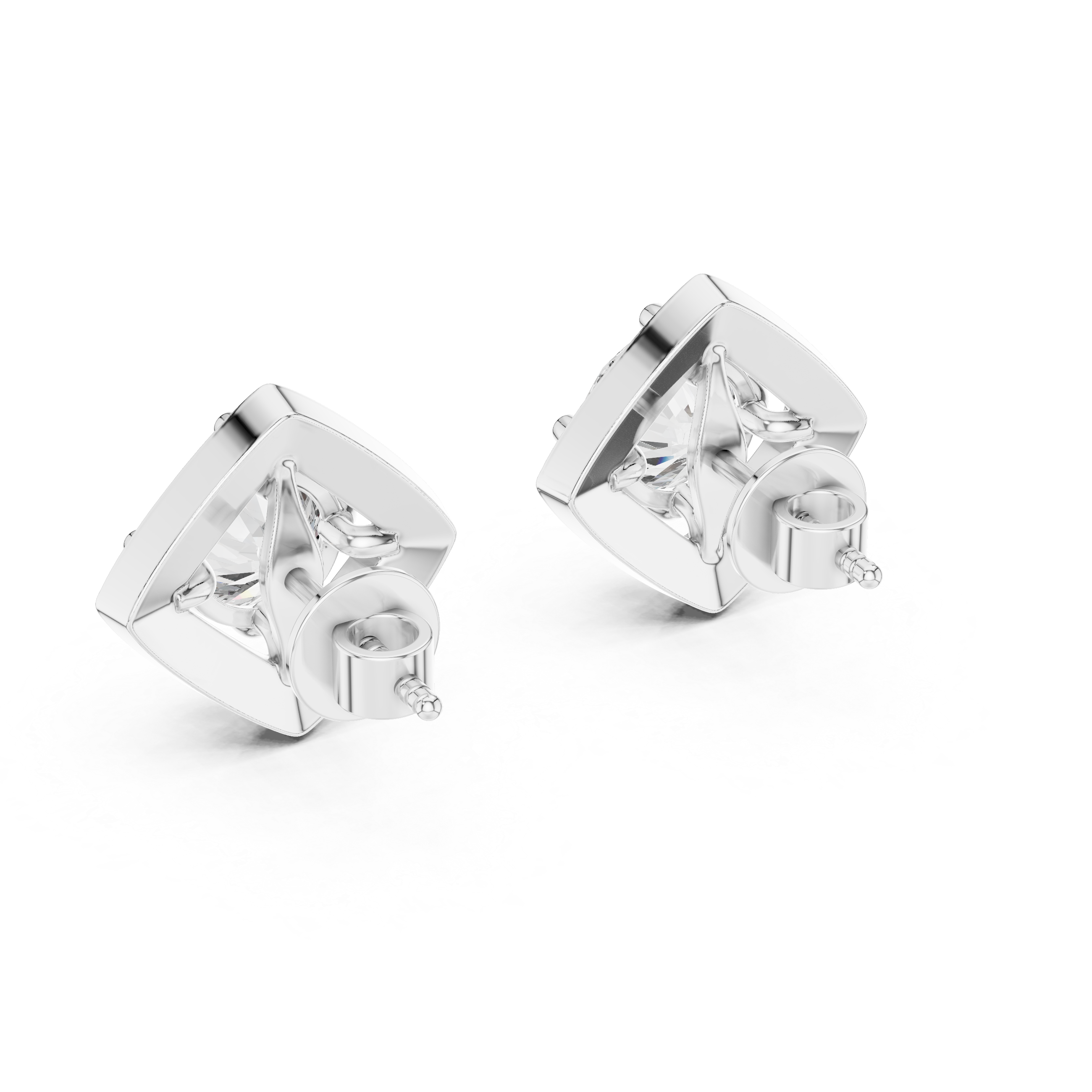 Square Cushion Halo Diamond Stud