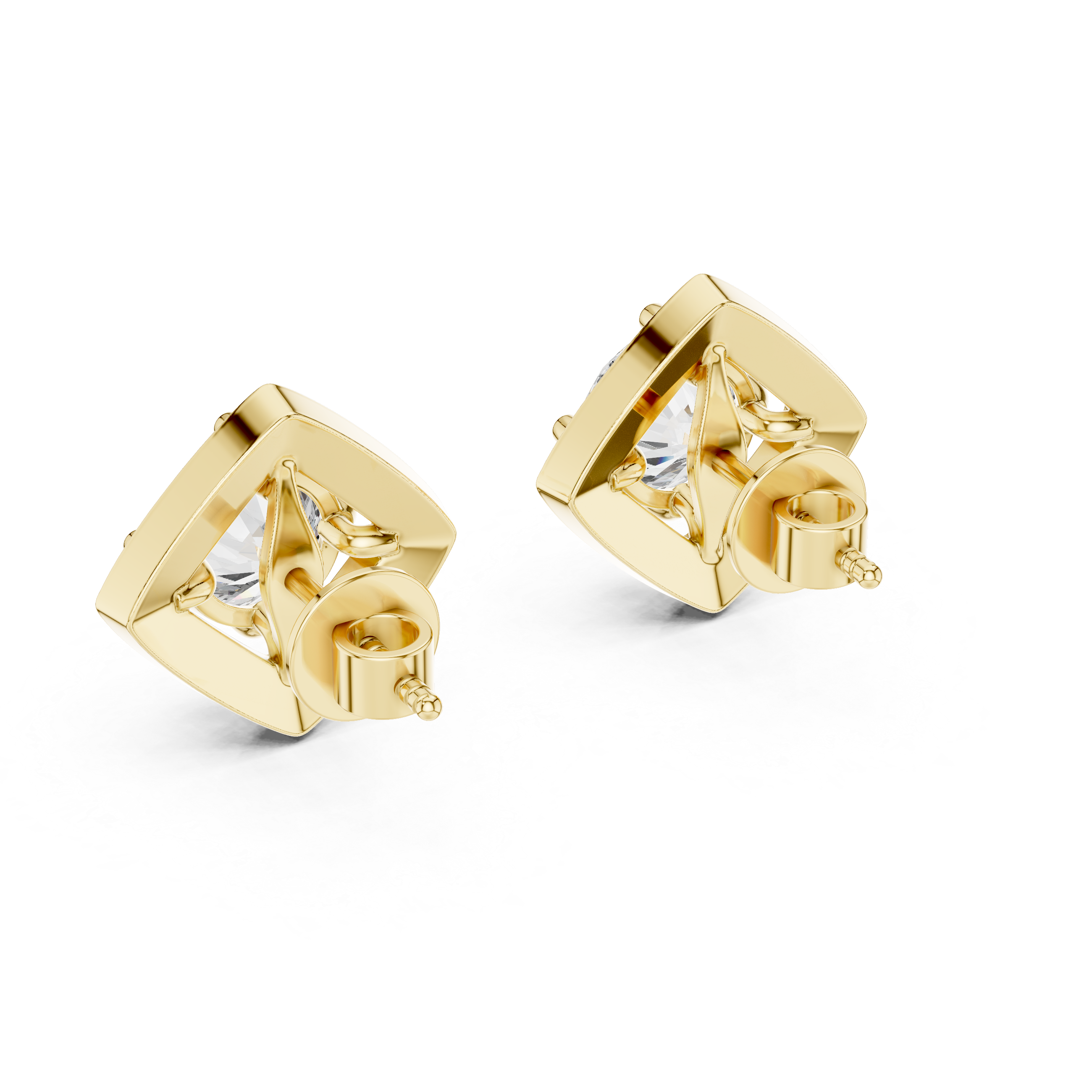Square Cushion Halo Diamond Stud