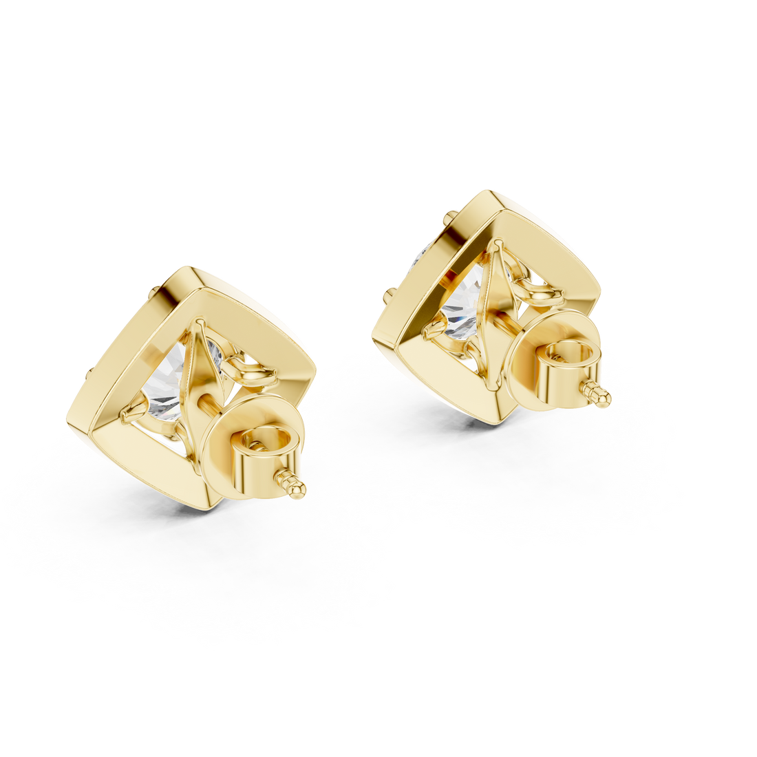 Square Cushion Halo Diamond Stud