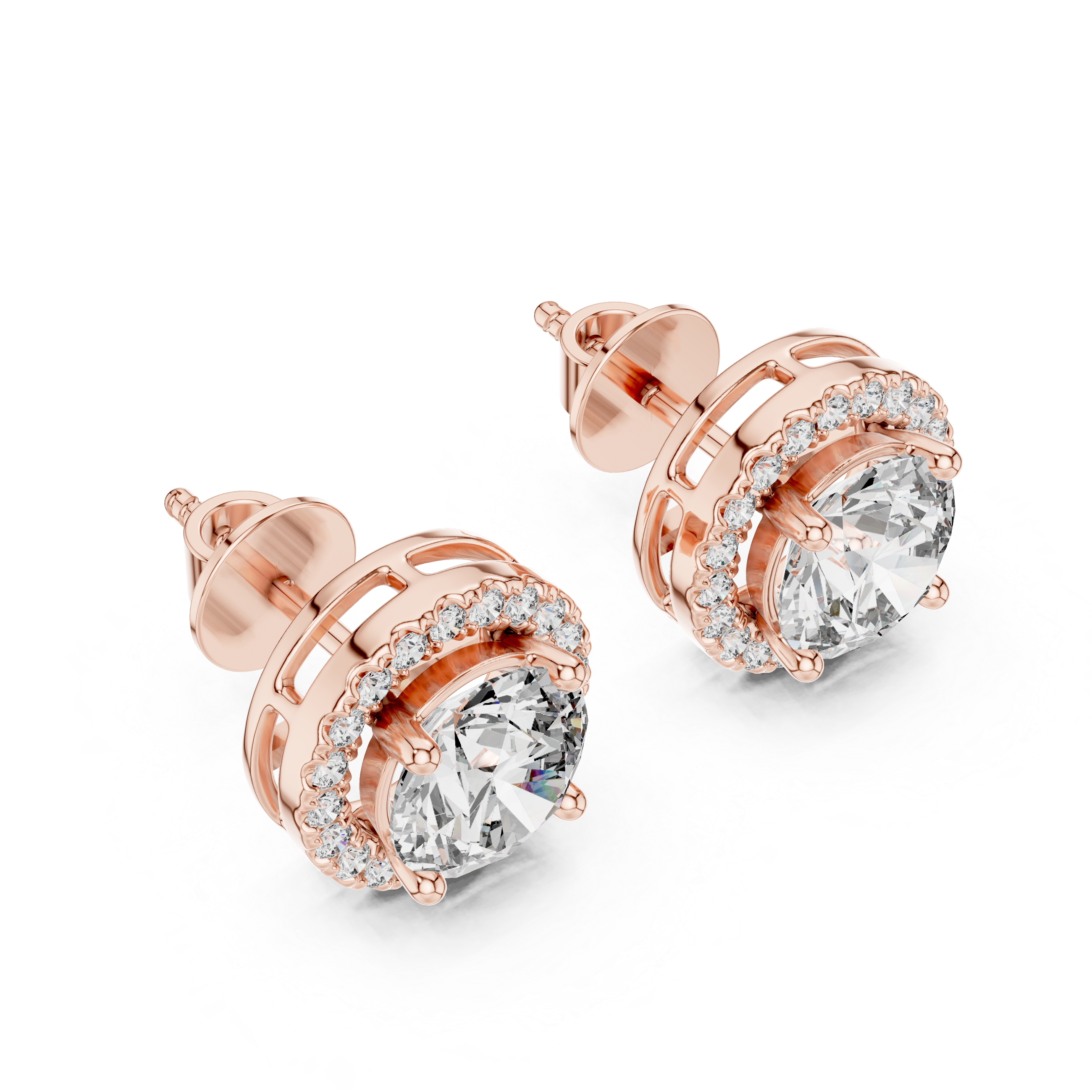 Radiant Round Cut Diamond Studs