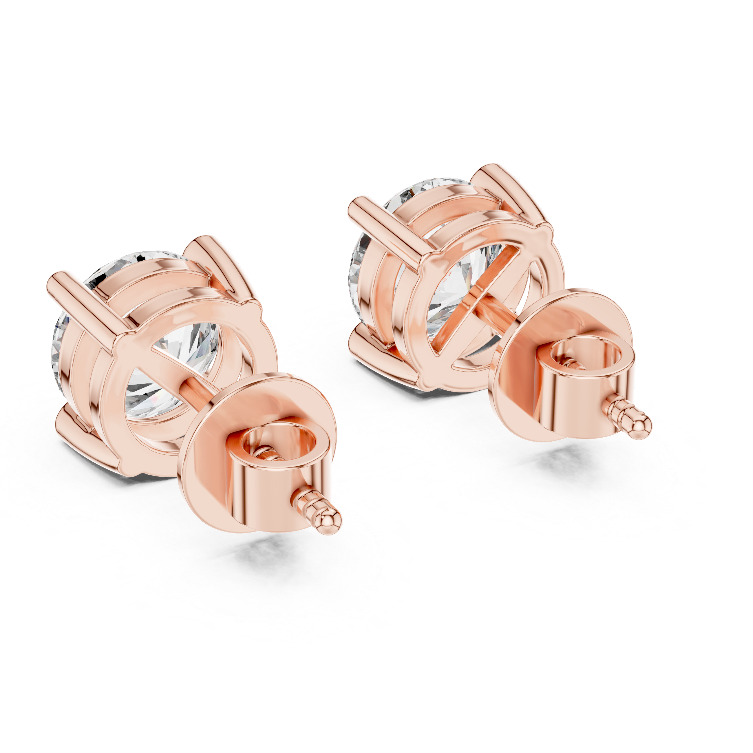 The Imperial Round Cut Diamond Basket Studs