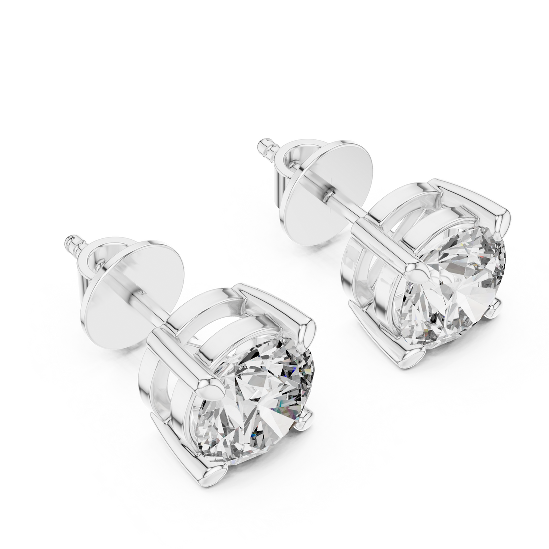 The Imperial Round Cut Diamond Basket Studs