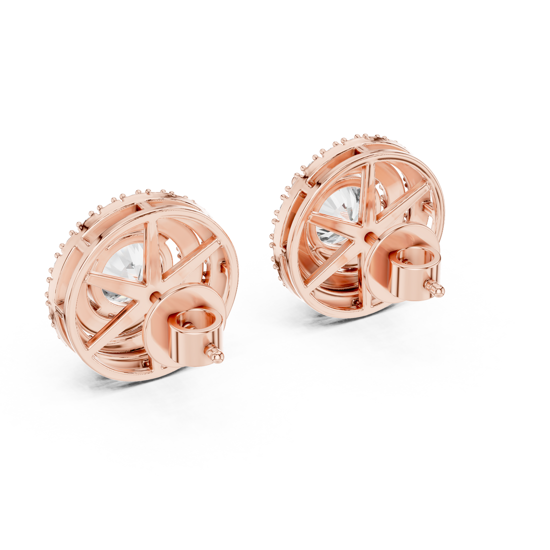 Celestial Double Frame Solitaire Diamond Studs