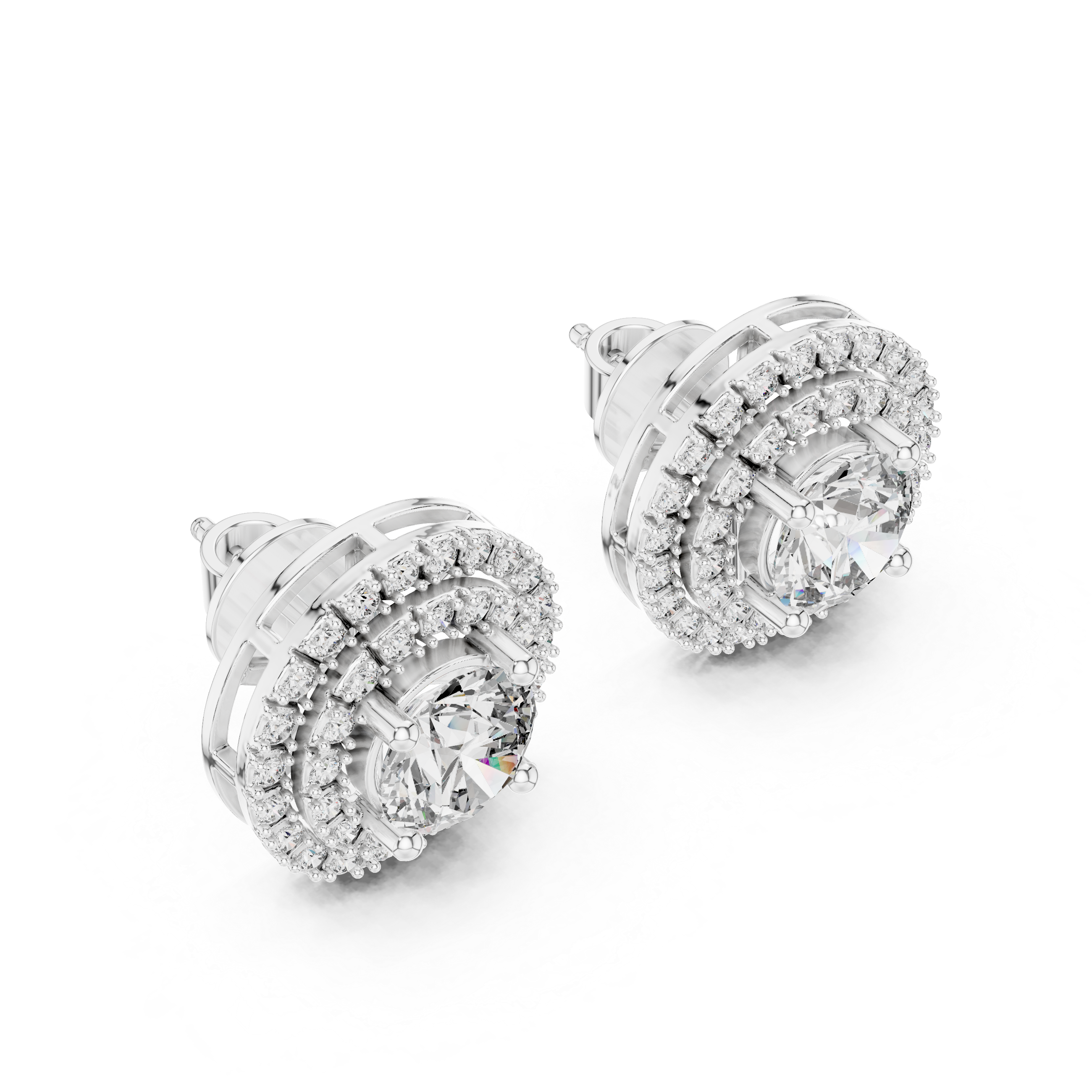 Celestial Double Frame Solitaire Diamond Studs