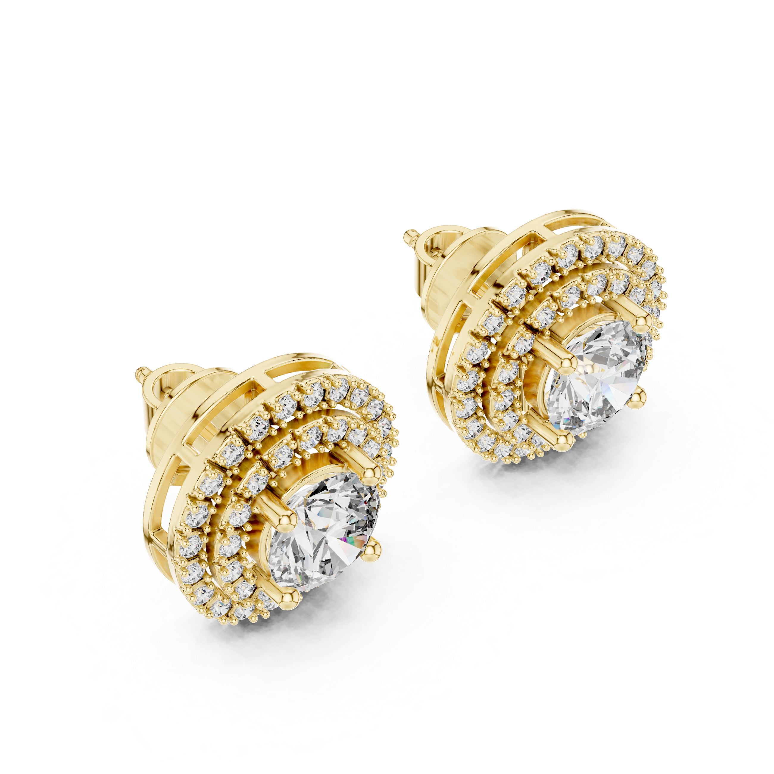 Celestial Double Frame Solitaire Diamond Studs