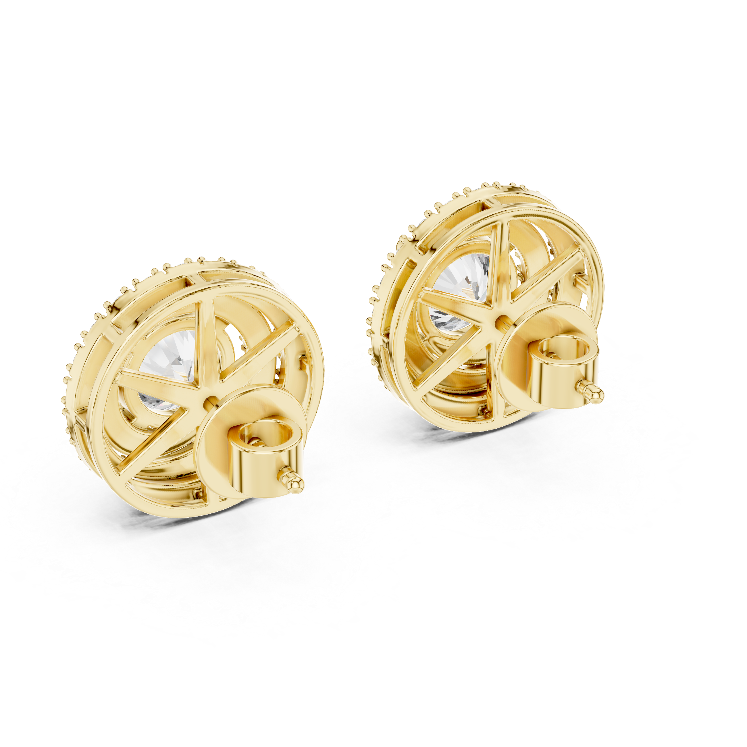 Celestial Double Frame Solitaire Diamond Studs