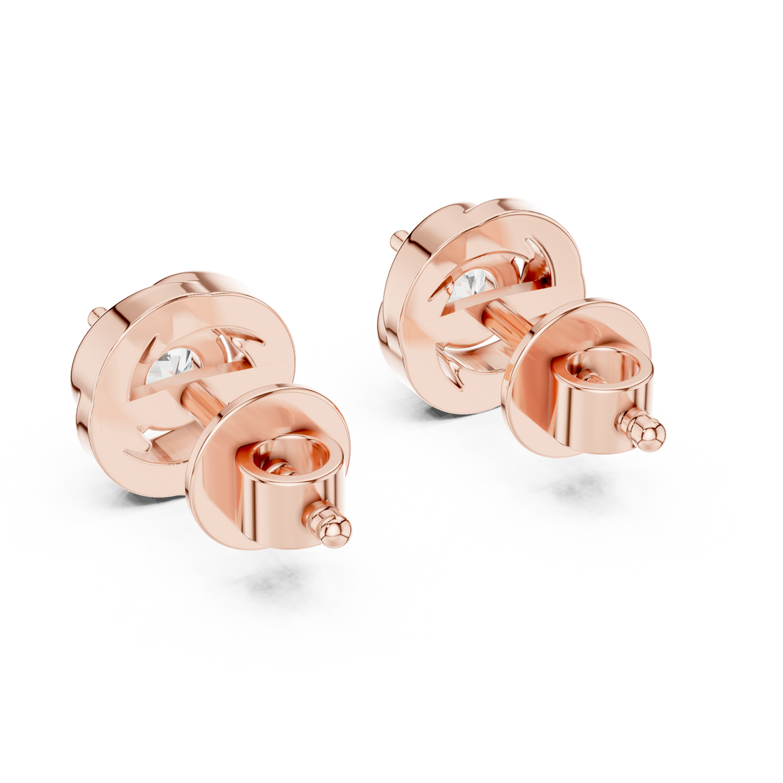 Twisted Ribbon Round Cut Diamond Studs