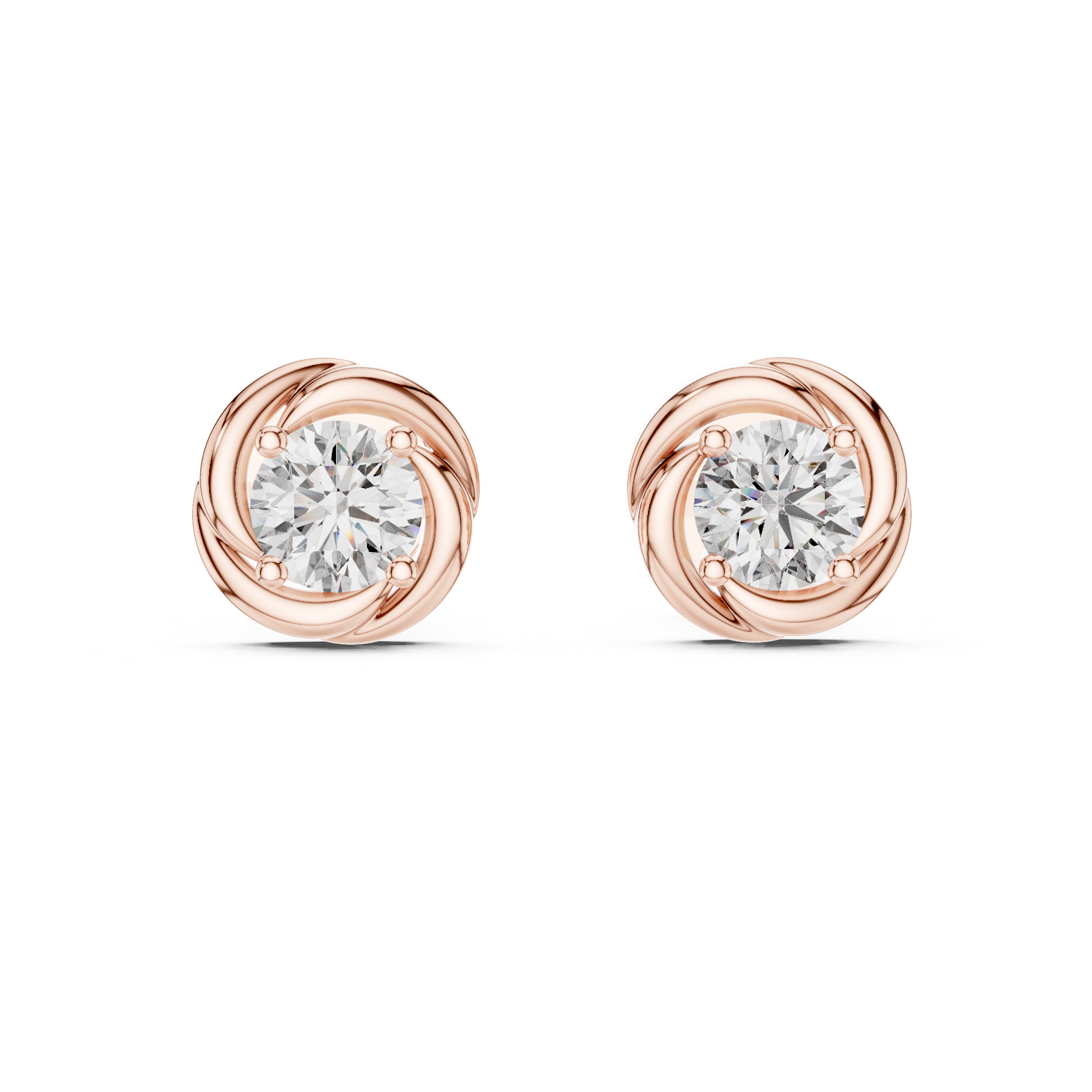 Twisted Ribbon Round Cut Diamond Studs