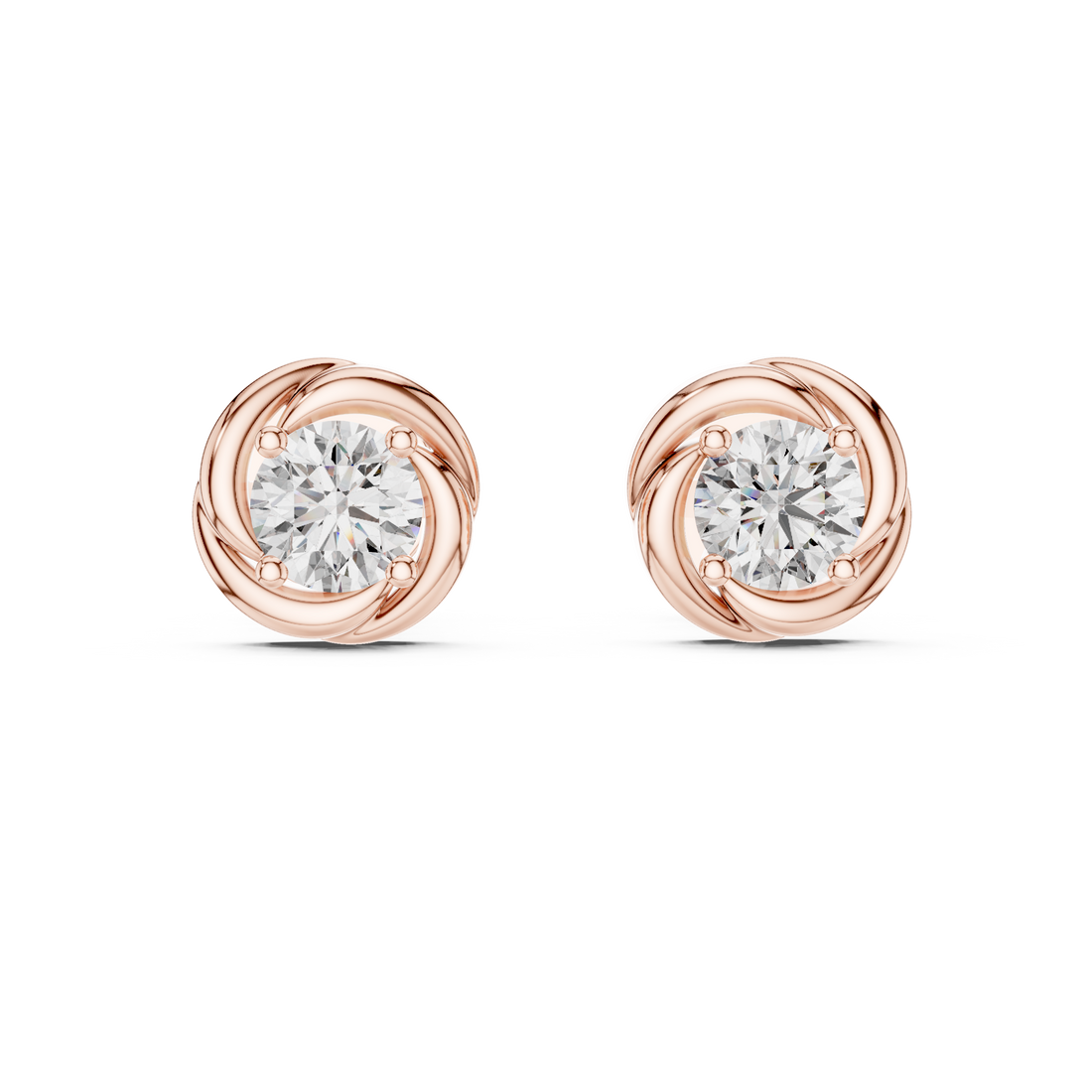 Twisted Ribbon Round Cut Diamond Studs