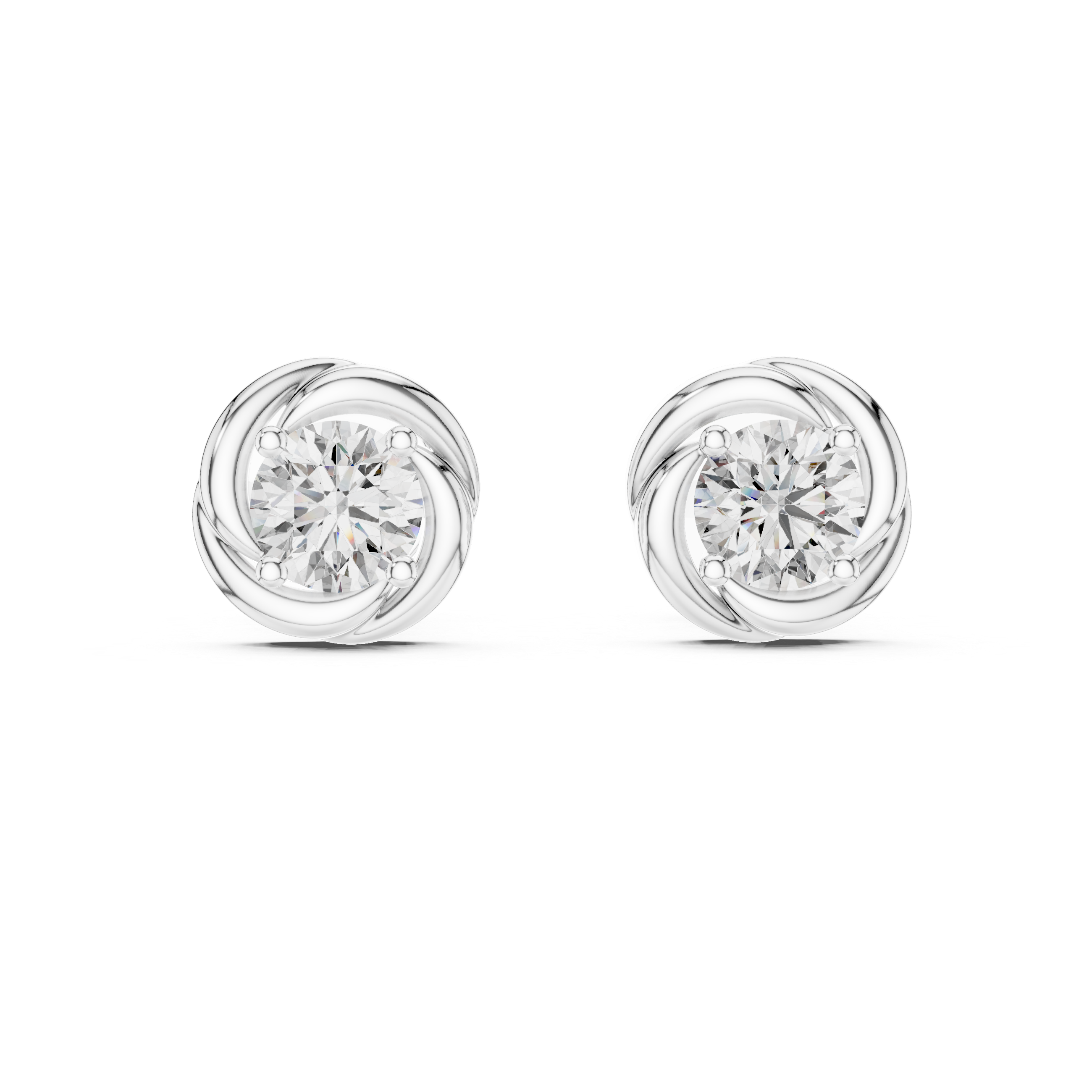 Twisted Ribbon Round Cut Diamond Studs