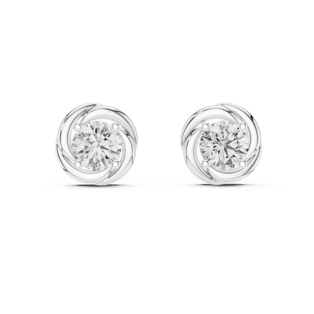 Twisted Ribbon Round Cut Diamond Studs