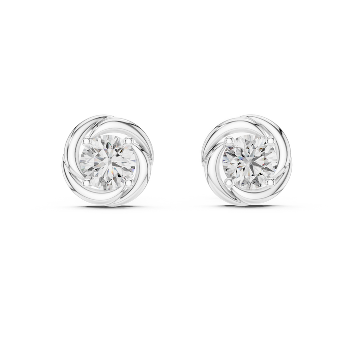 Twisted Ribbon Round Cut Diamond Studs