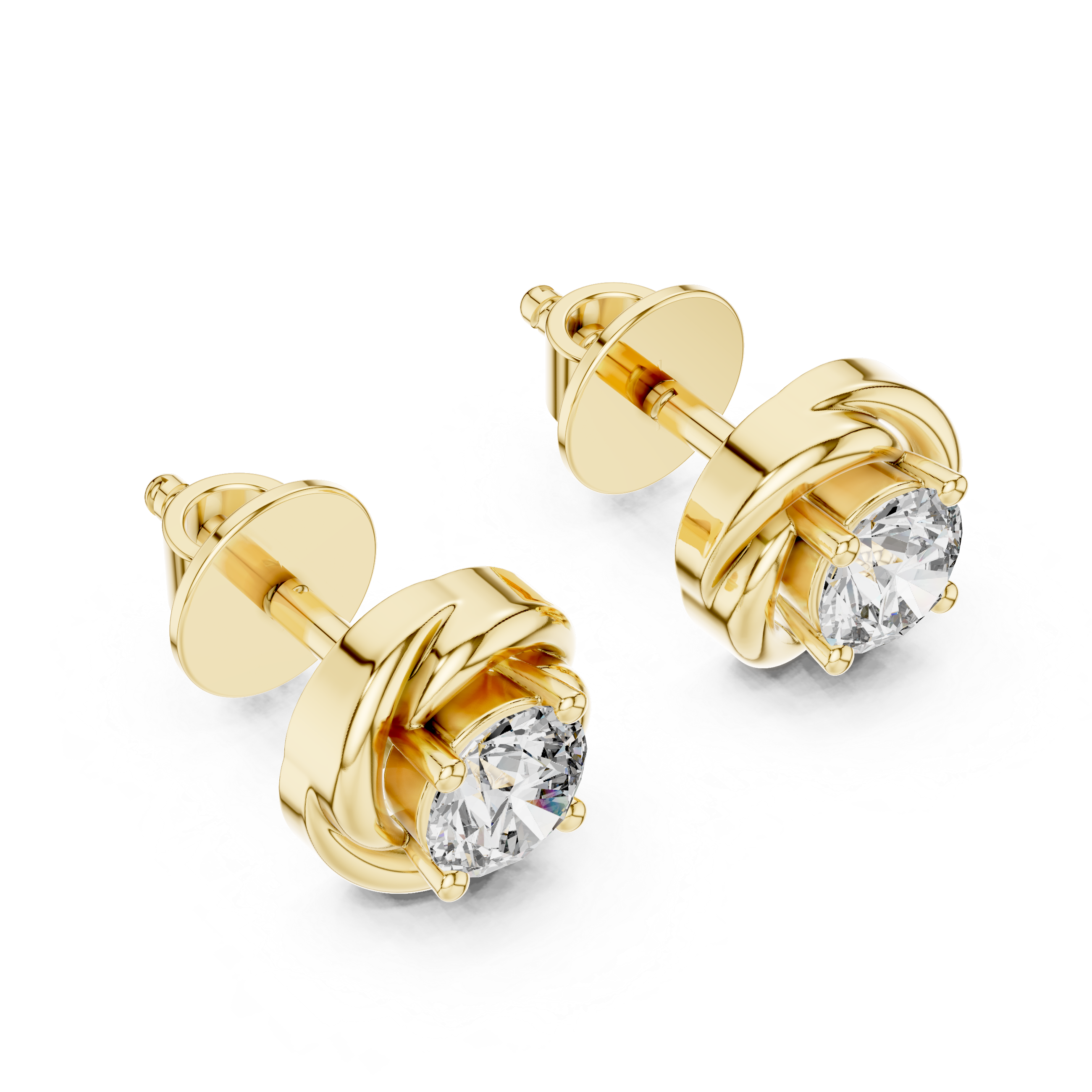 Twisted Ribbon Round Cut Diamond Studs