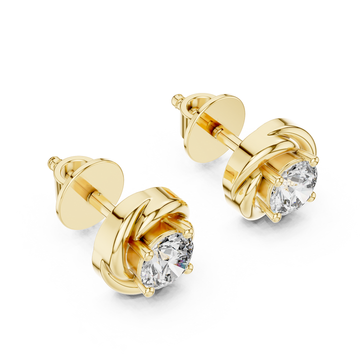 Twisted Ribbon Round Cut Diamond Studs
