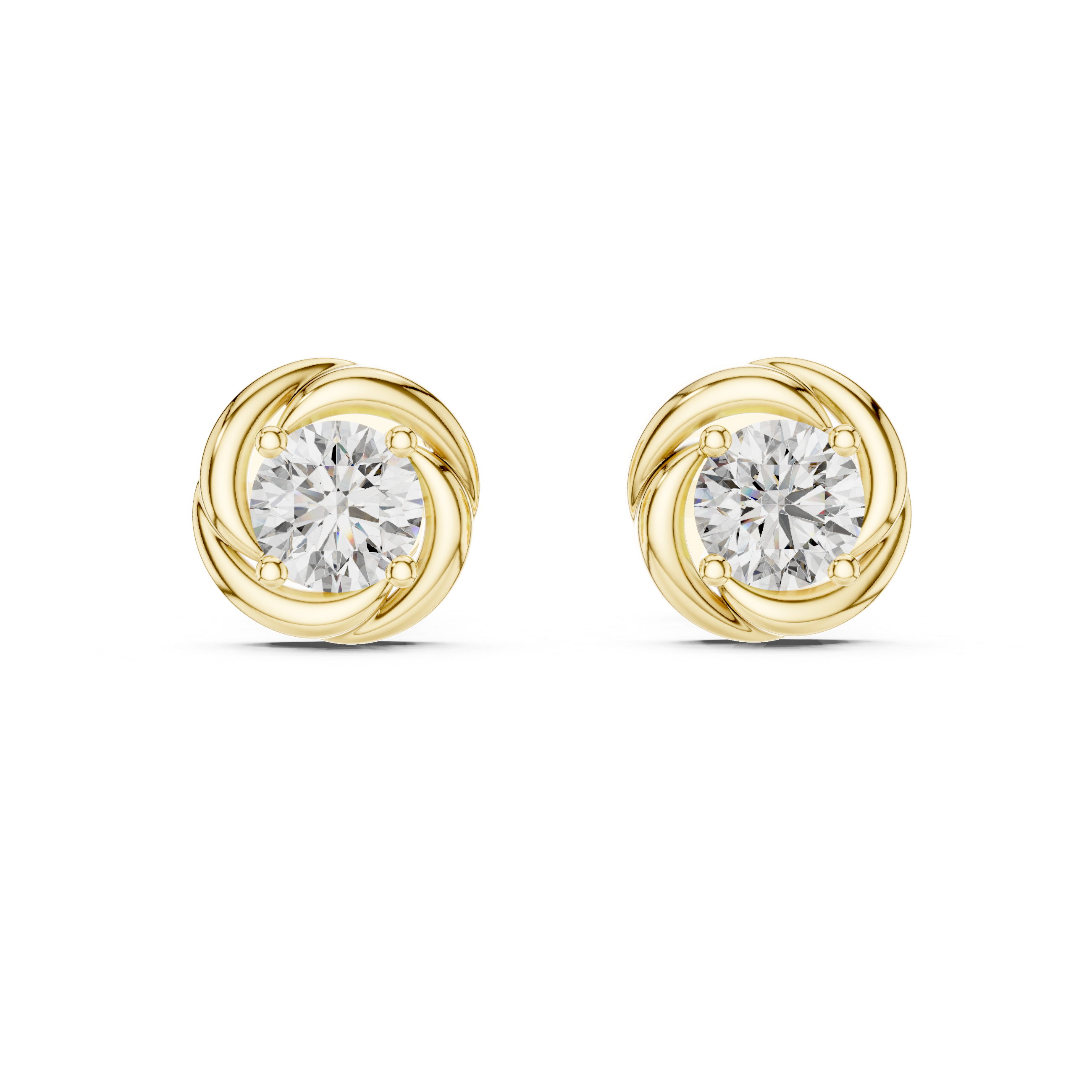 Twisted Ribbon Round Cut Diamond Studs