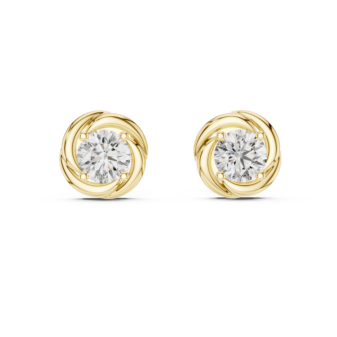 Twisted Ribbon Round Cut Diamond Studs