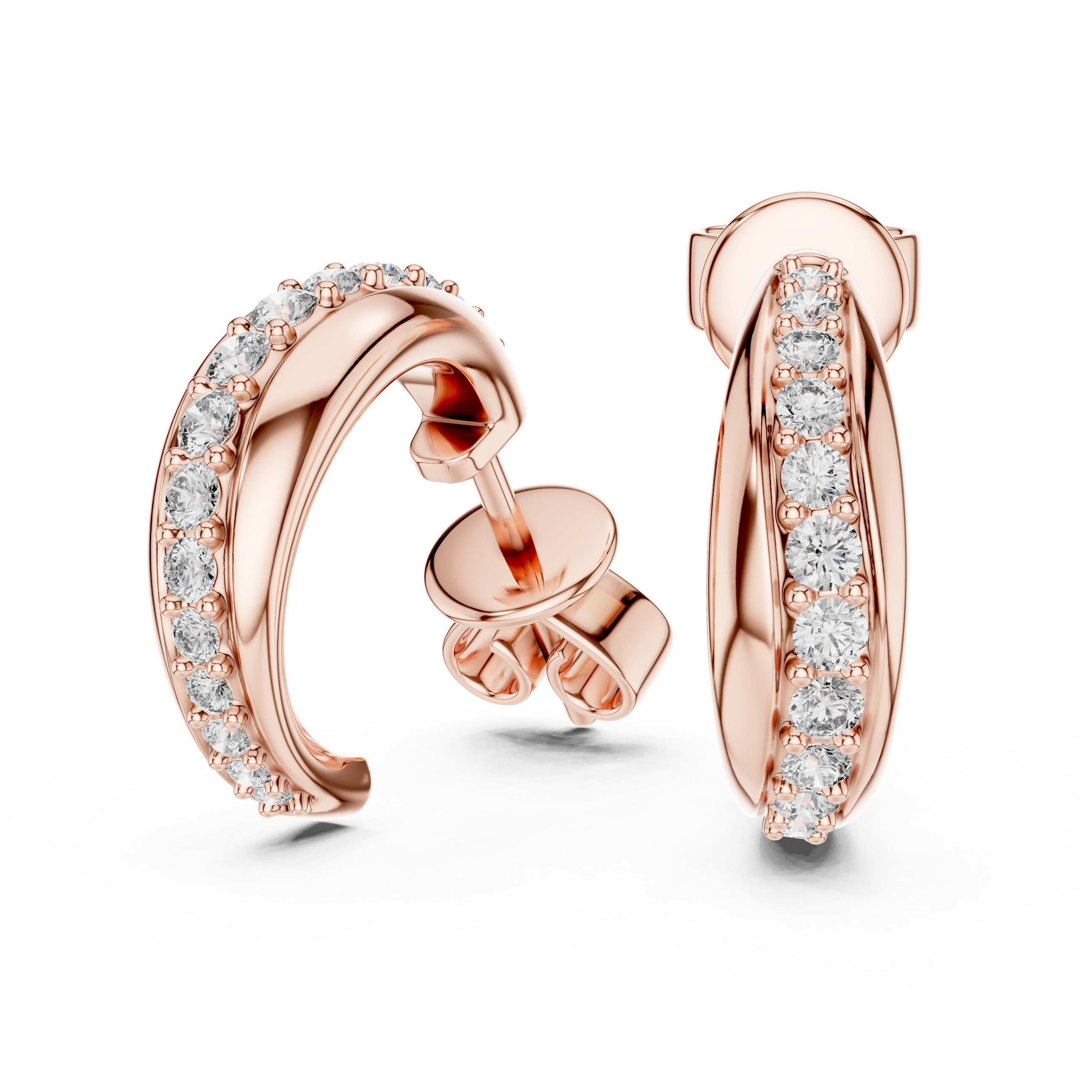 Graduated Pave Diamond Hoop Earrings