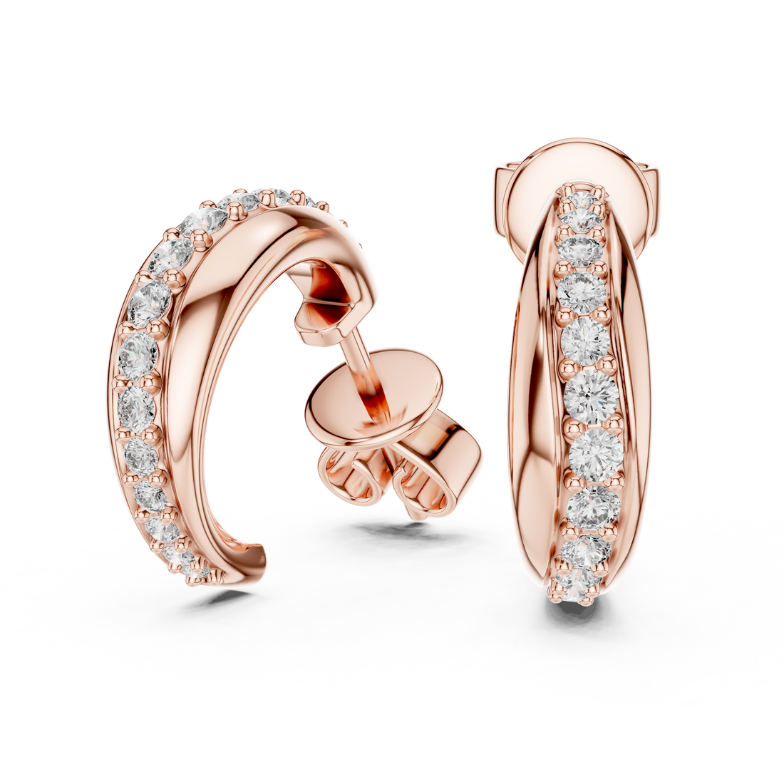 Graduated Pave Diamond Hoop Earrings