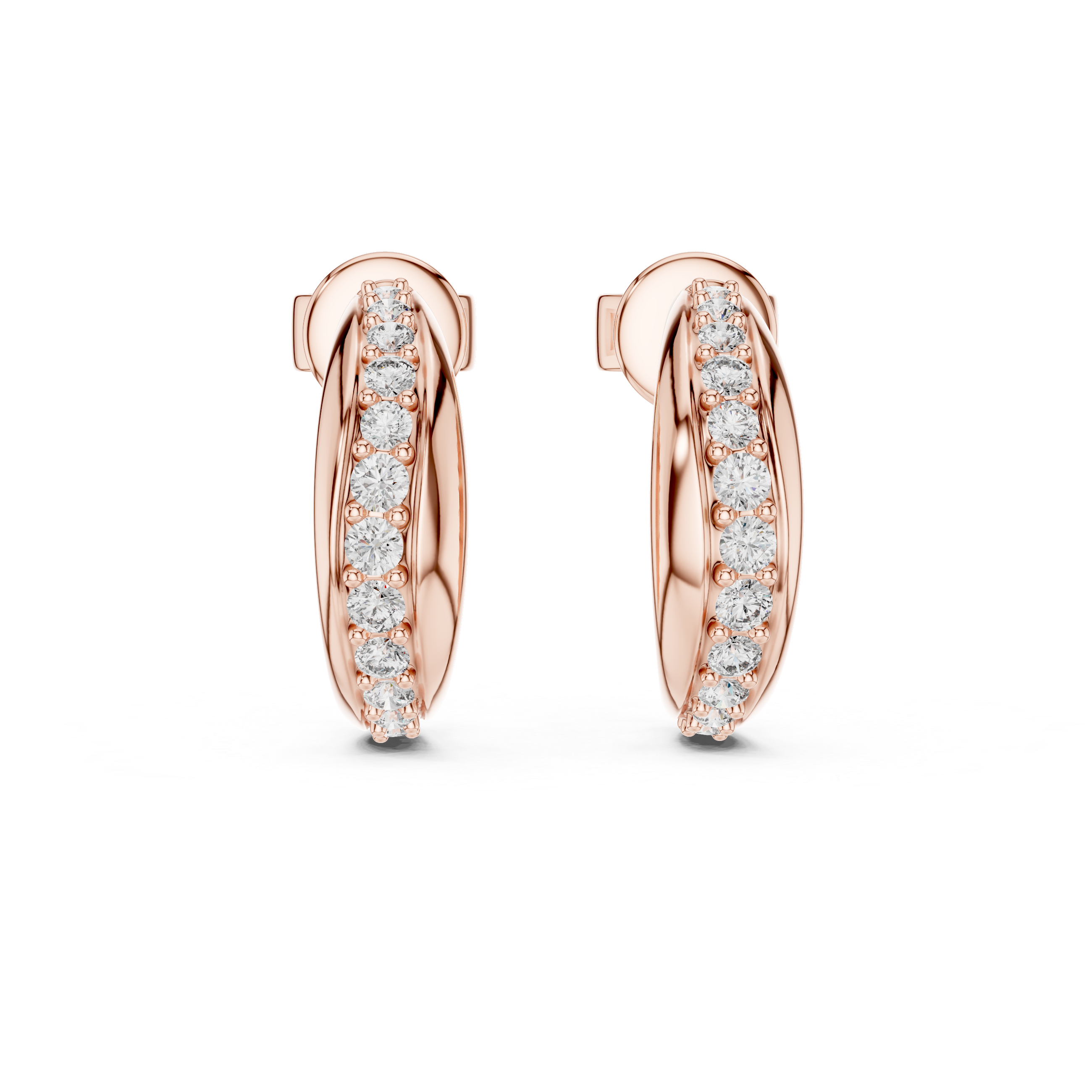 Graduated Pave Diamond Hoop Earrings