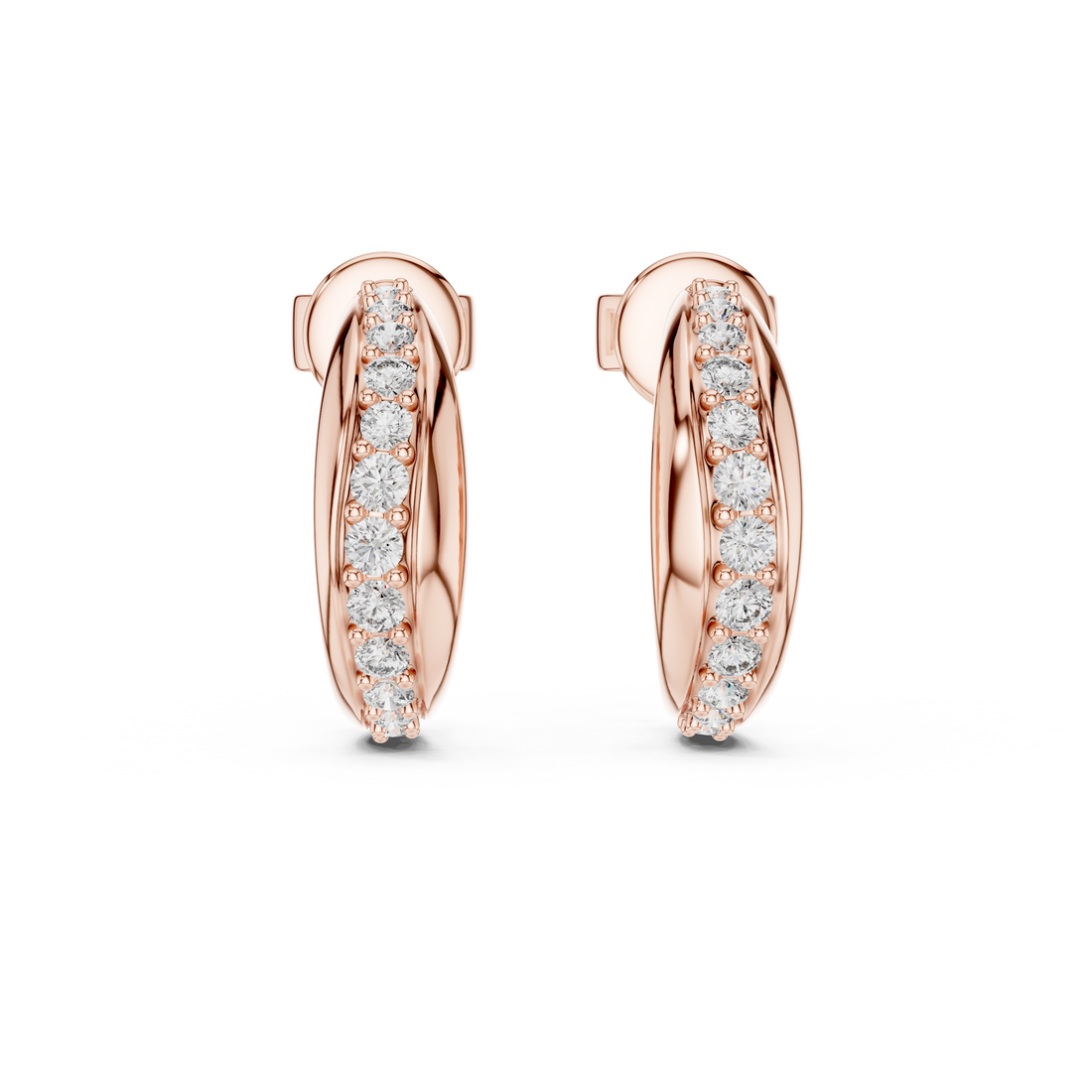 Graduated Pave Diamond Hoop Earrings