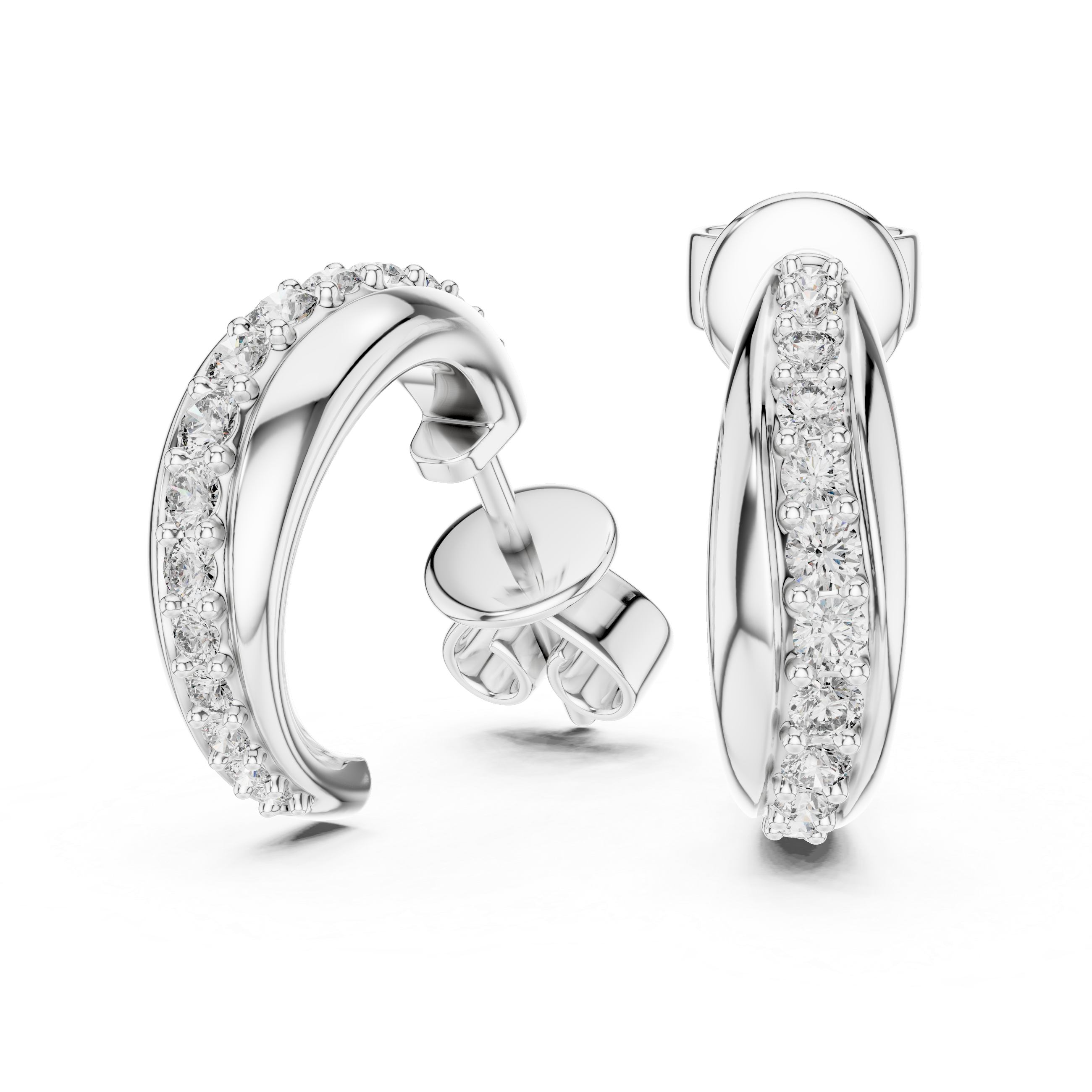 Graduated Pave Diamond Hoop Earrings