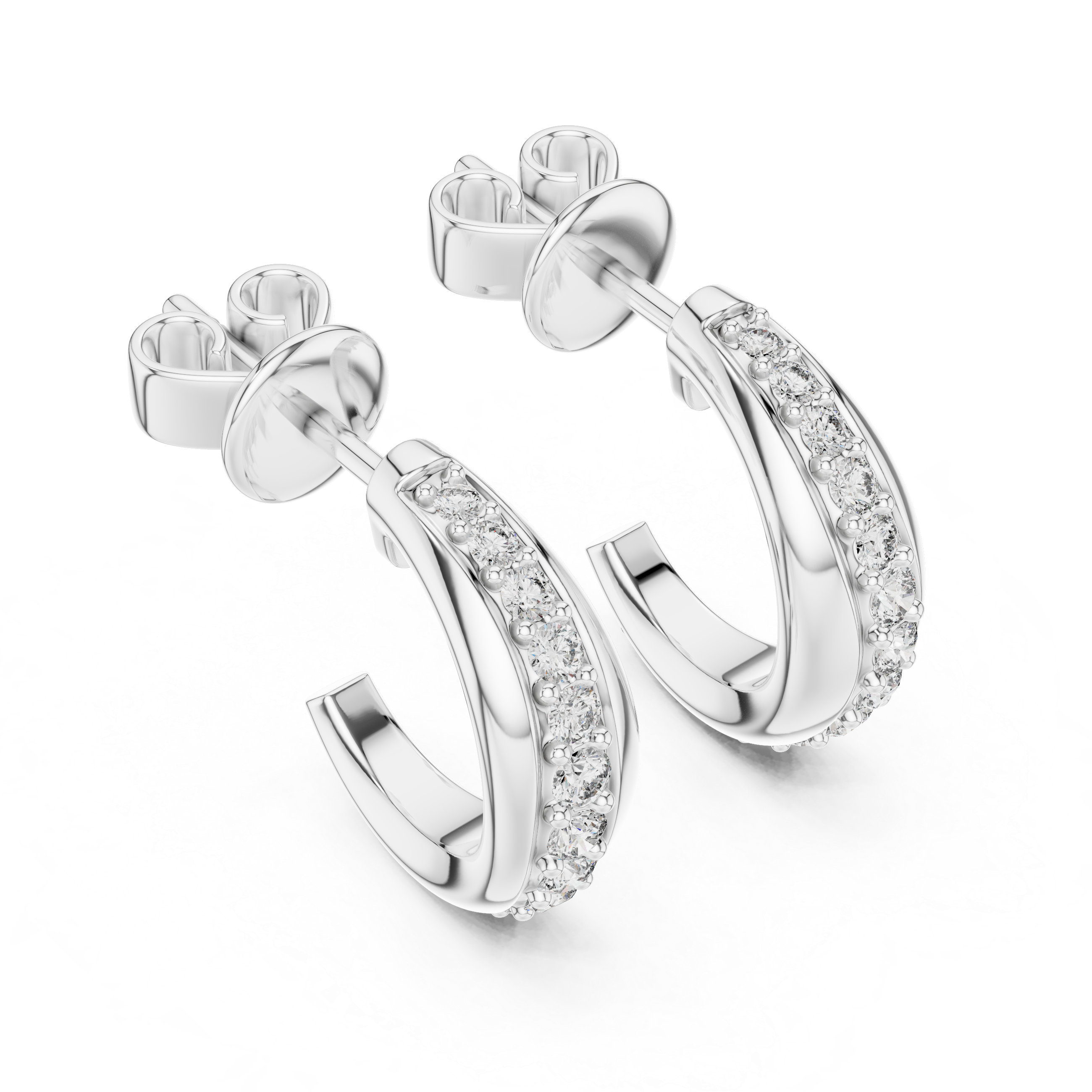 Graduated Pave Diamond Hoop Earrings