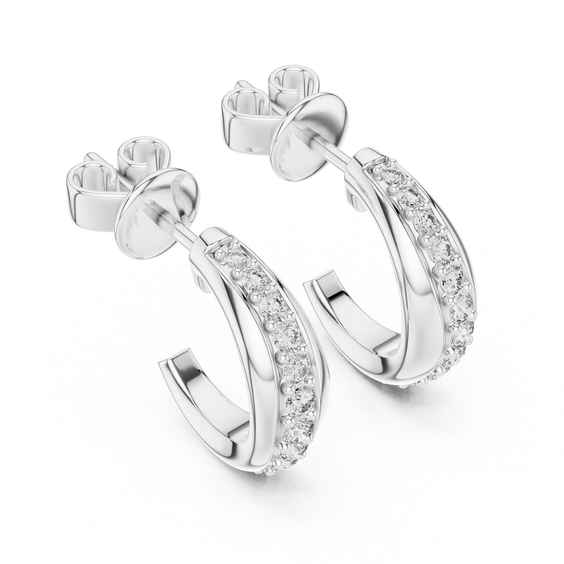 Graduated Pave Diamond Hoop Earrings