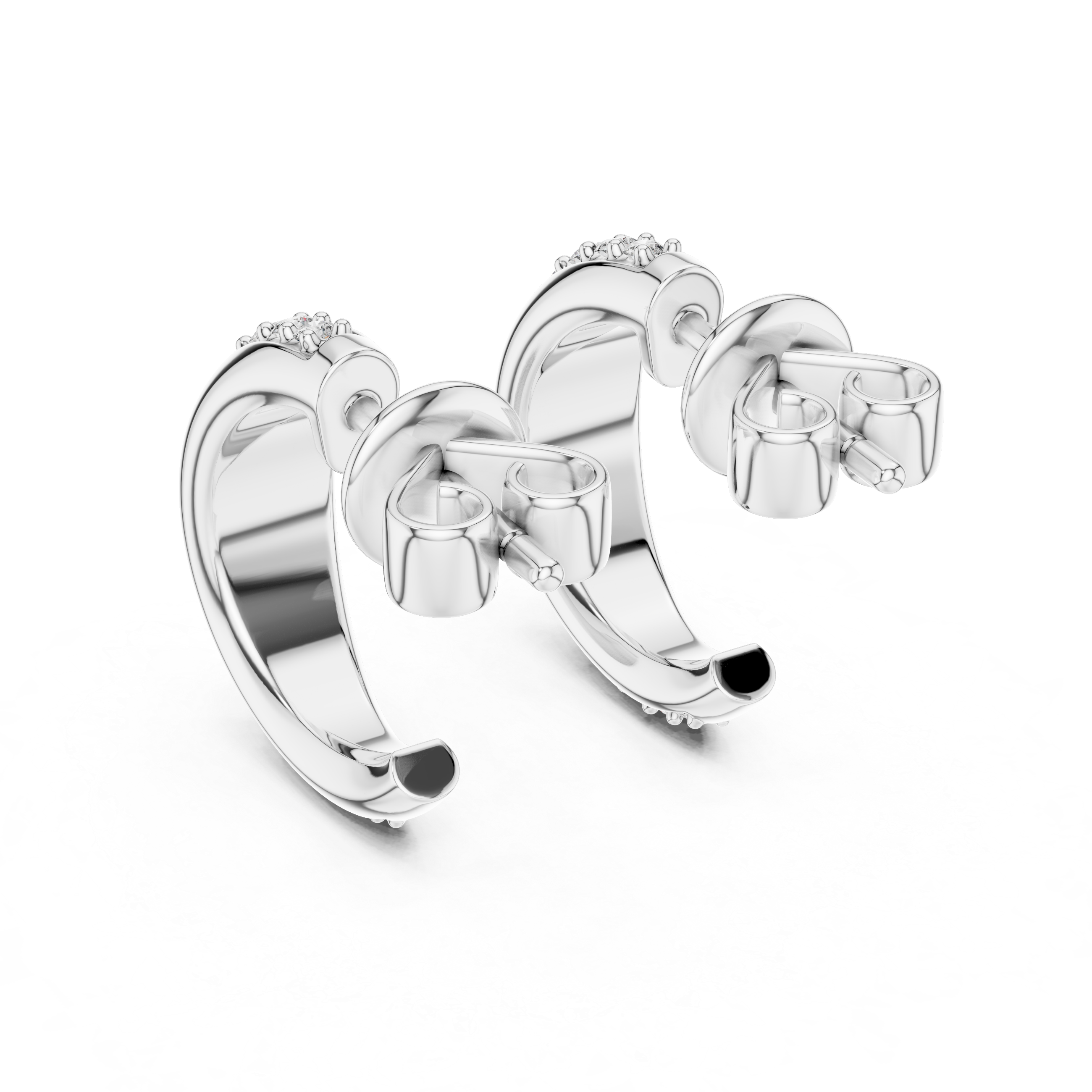 Graduated Pave Diamond Hoop Earrings
