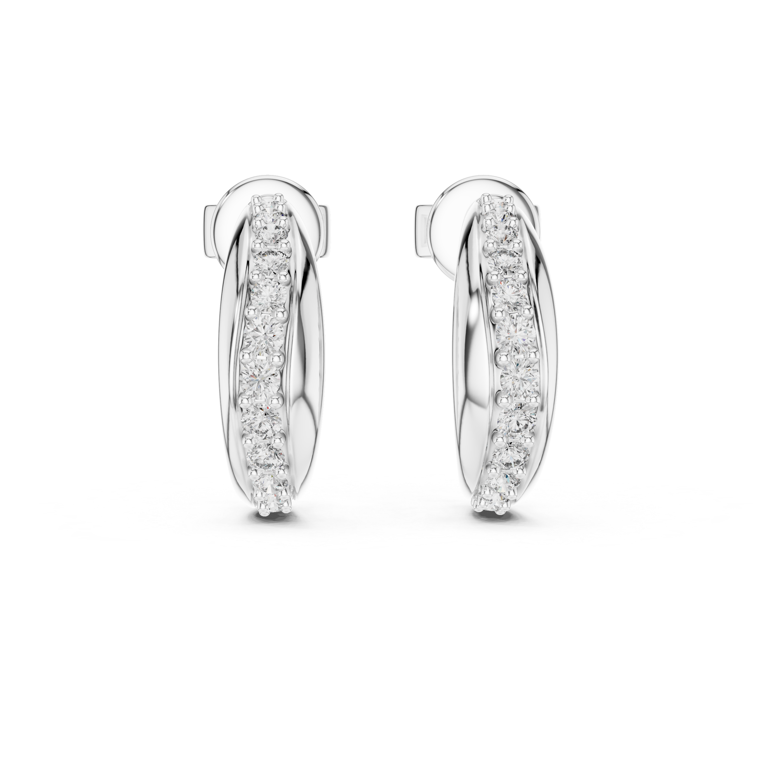 Graduated Pave Diamond Hoop Earrings