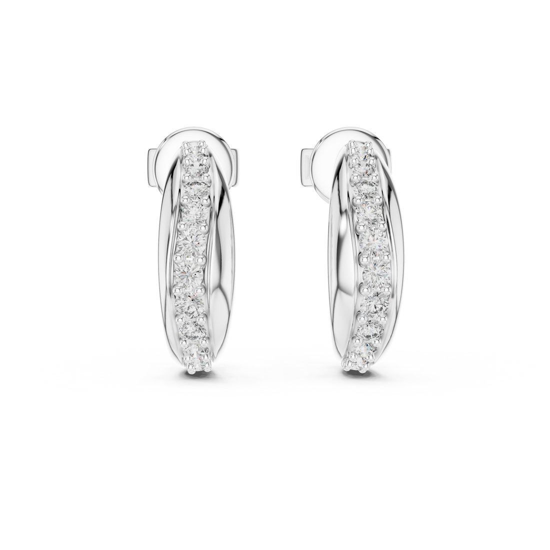 Graduated Pave Diamond Hoop Earrings