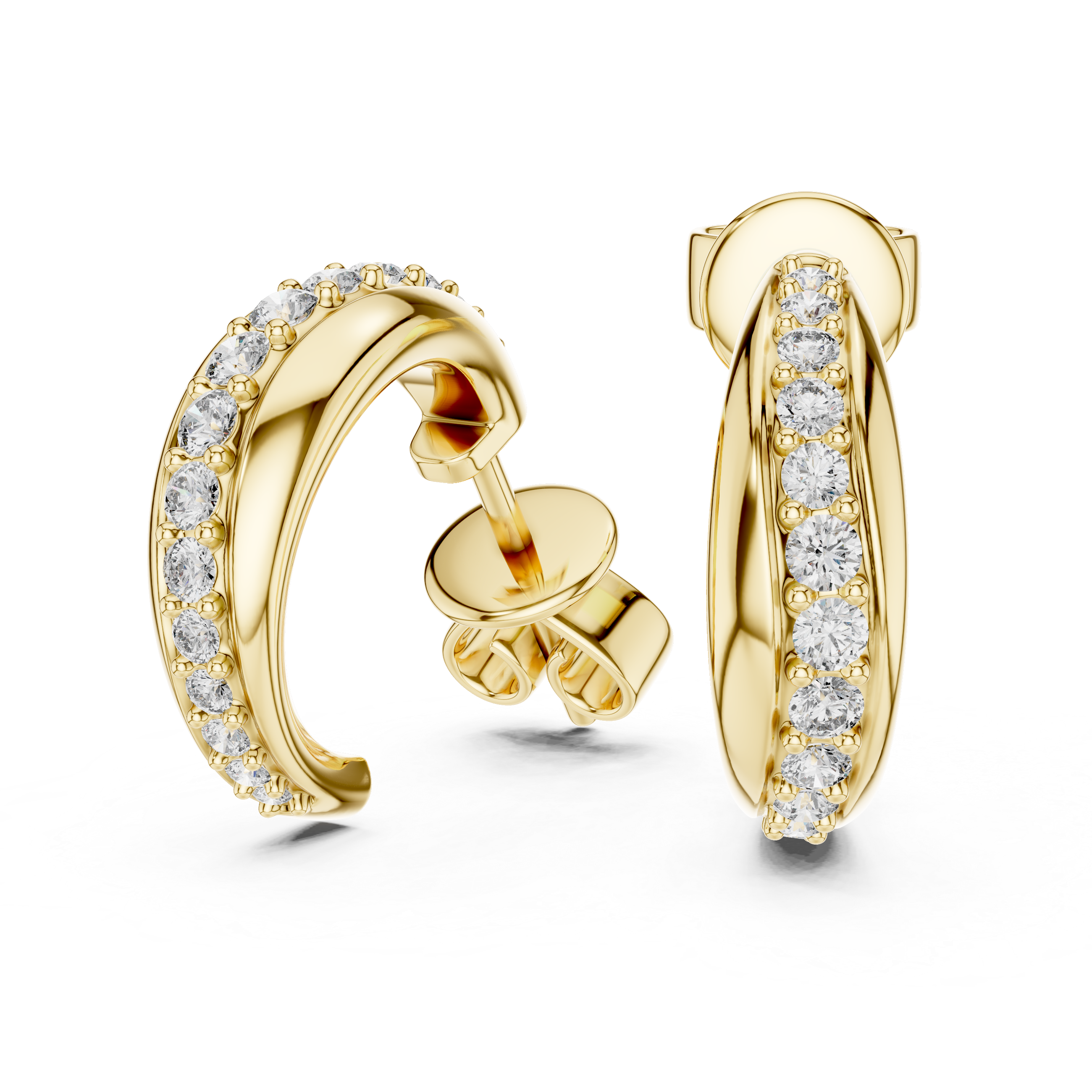 Graduated Pave Diamond Hoop Earrings