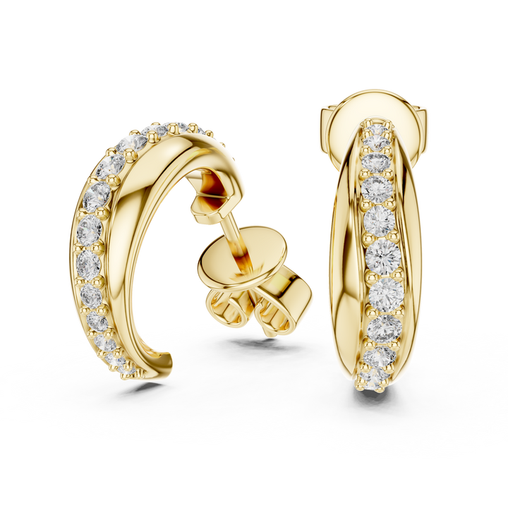 Graduated Pave Diamond Hoop Earrings
