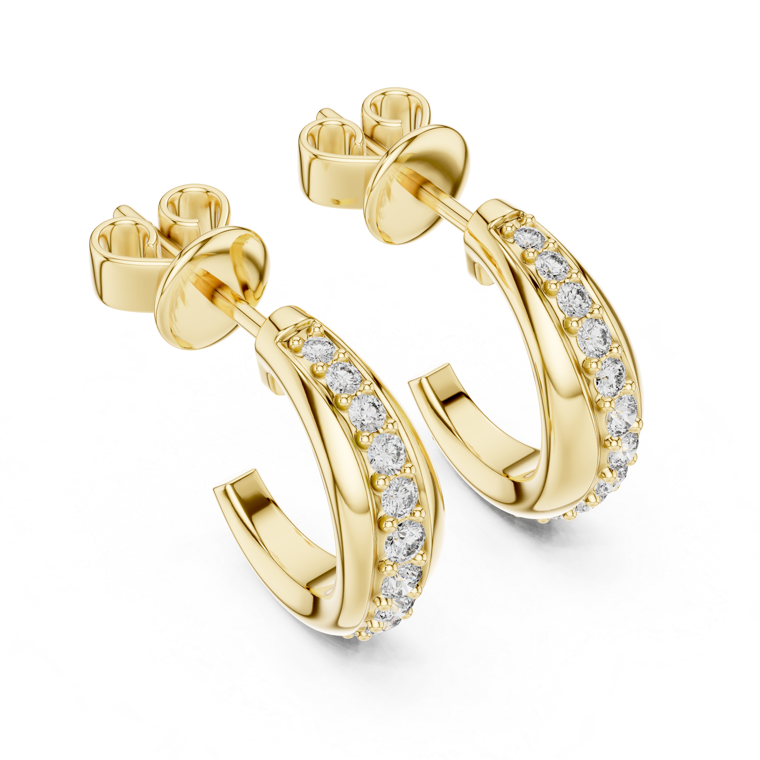 Graduated Pave Diamond Hoop Earrings