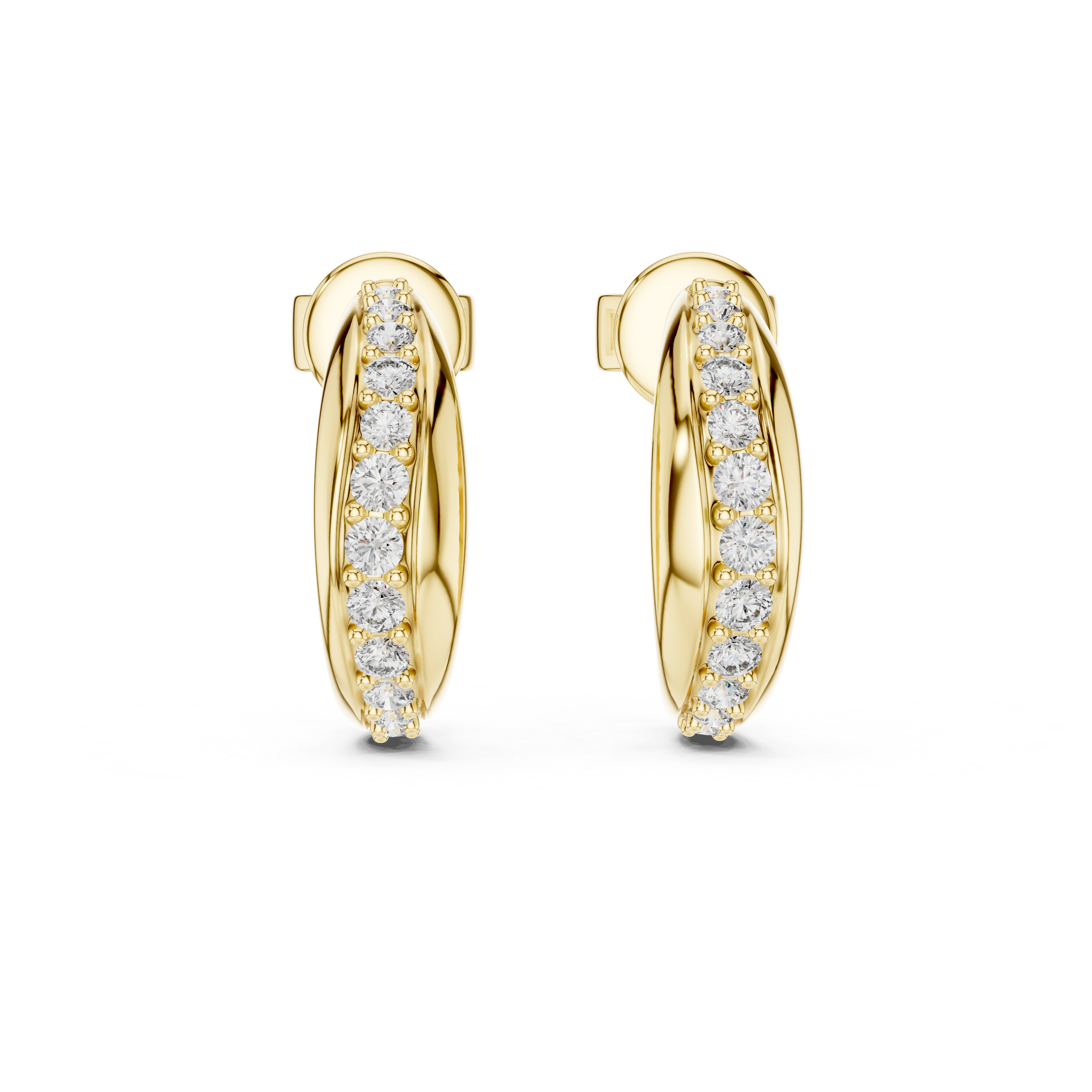 Graduated Pave Diamond Hoop Earrings